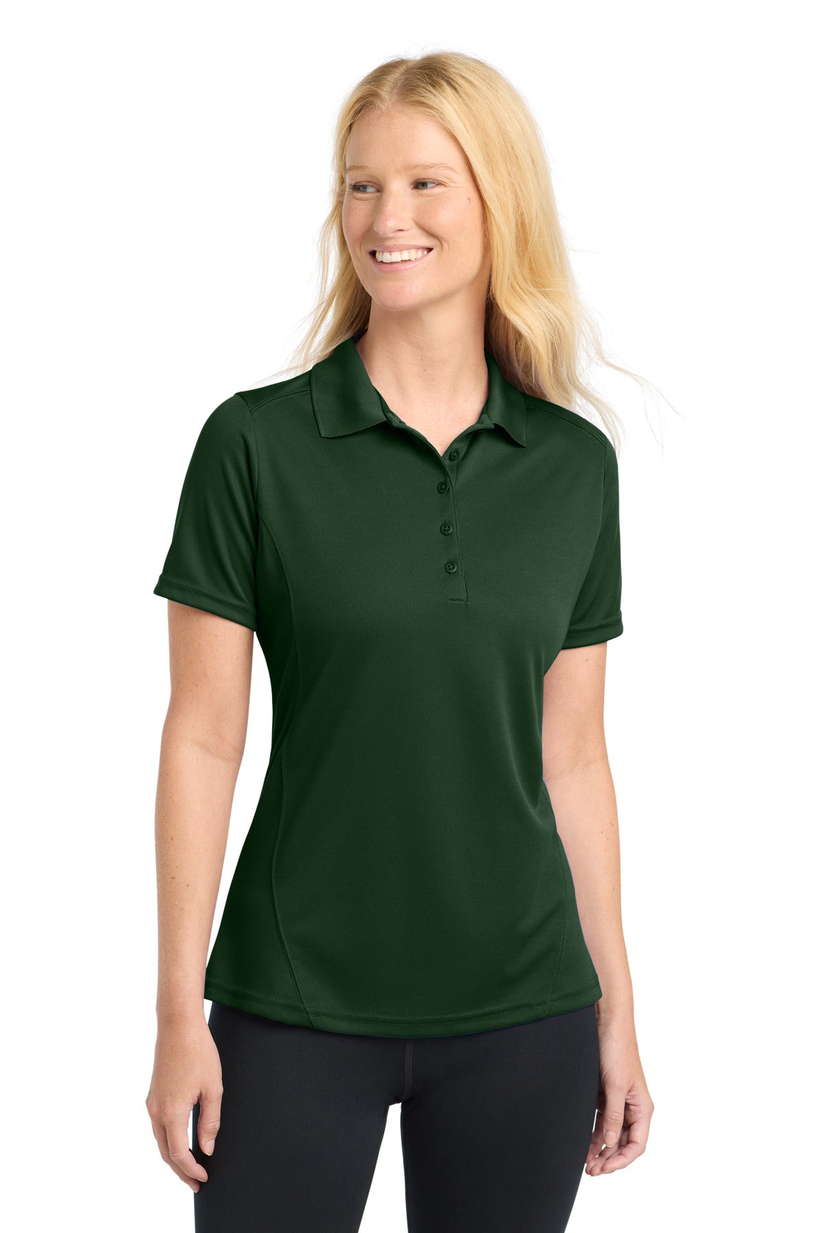 Custom Forest Green Women's Dry Zone Raglan Accent Polo L475, personalized by SanCanDo Swag in Argyle, TX