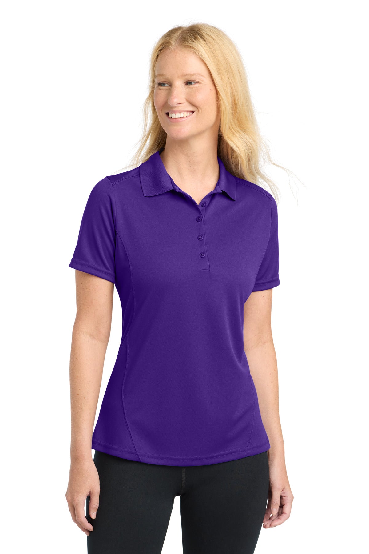 Custom Purple Women's Dry Zone Raglan Accent Polo L475, personalized by SanCanDo Swag in Argyle, TX