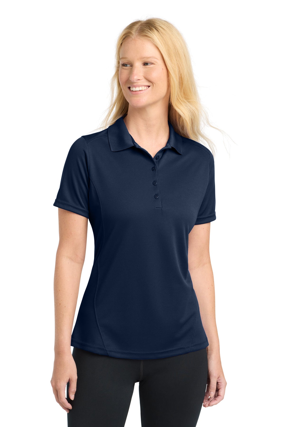 Custom True Navy Women's Dry Zone Raglan Accent Polo L475, personalized by SanCanDo Swag in Argyle, TX