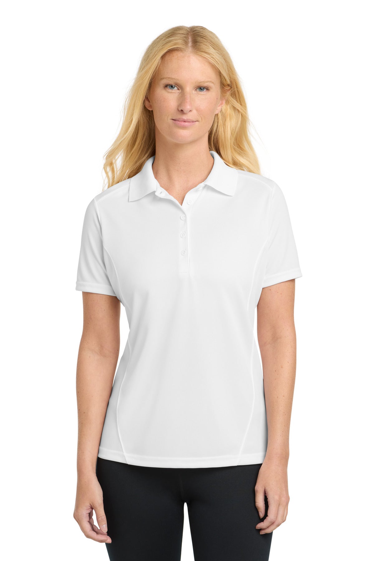 Custom White Women's Dry Zone Raglan Accent Polo L475, personalized by SanCanDo Swag in Argyle, TX