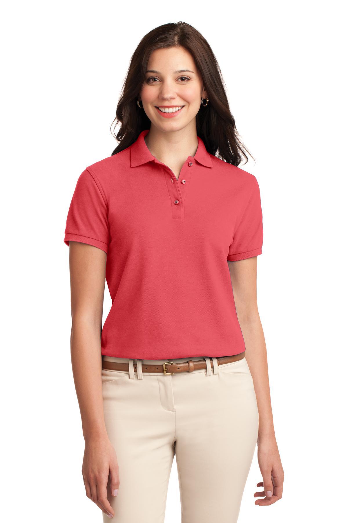 Custom Hibiscus Women's Silk Touch Polo L500, personalized by SanCanDo Swag in Argyle, TX