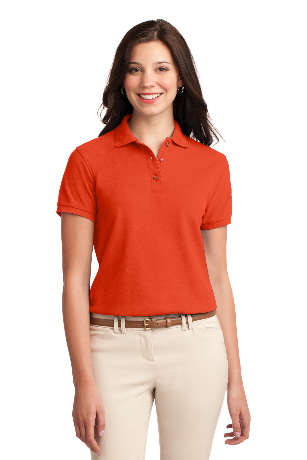 Custom Orange Women's Silk Touch Polo L500, personalized by SanCanDo Swag in Argyle, TX