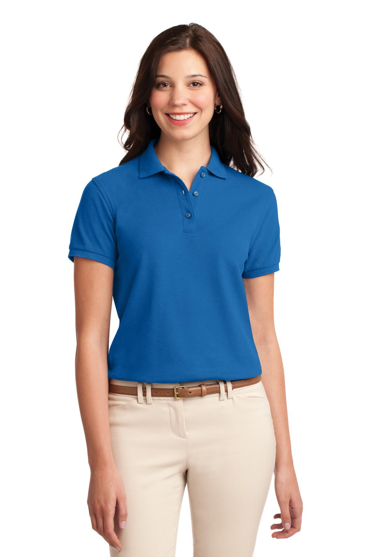 Custom Strong Blue Women's Silk Touch Polo L500, personalized by SanCanDo Swag in Argyle, TX