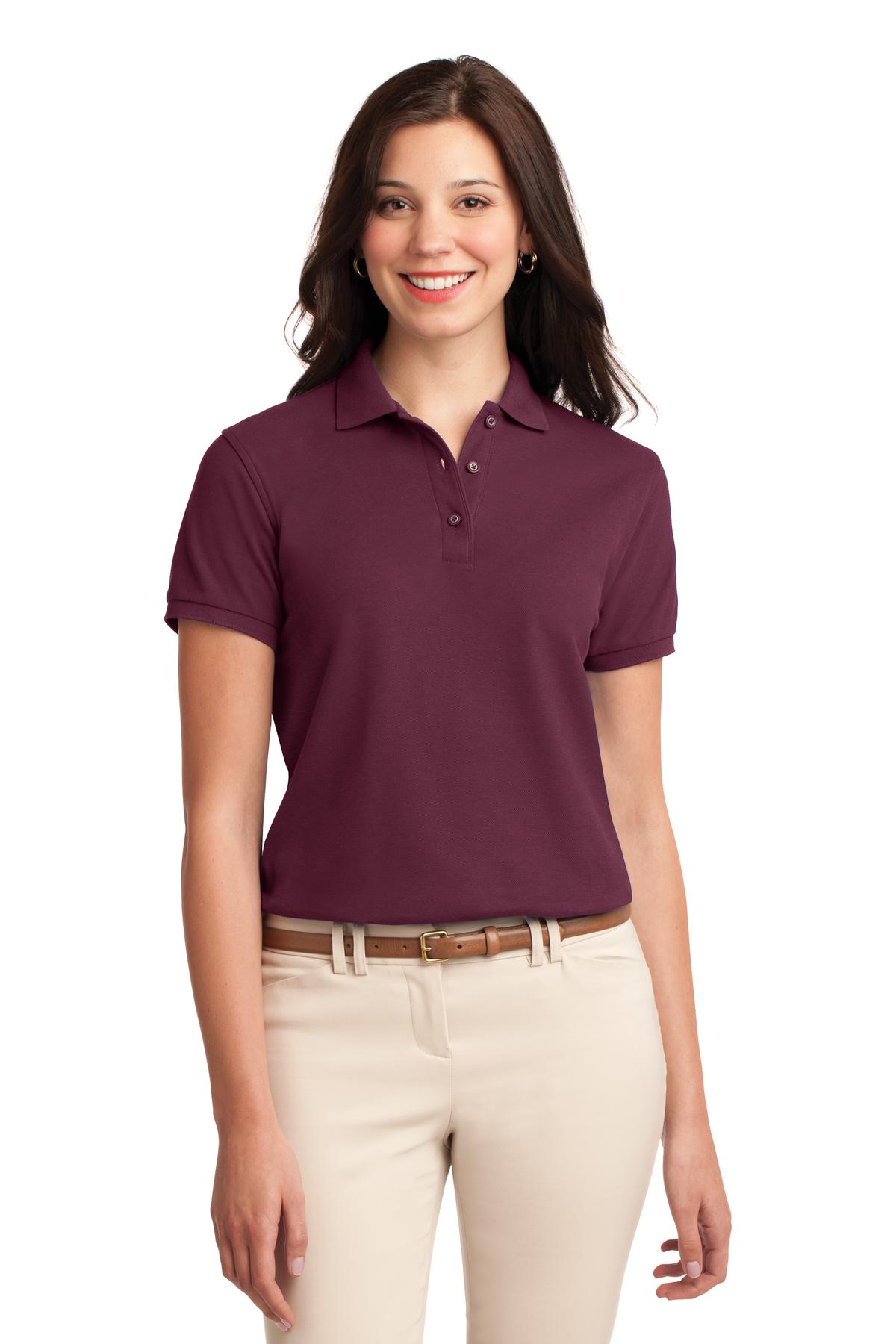 Custom Burgundy Women's Silk Touch Polo L500, personalized by SanCanDo Swag in Argyle, TX
