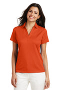 Custom Autumn Orange Women's Performance Fine Jacquard Polo L528, personalized by SanCanDo Swag in Argyle, TX