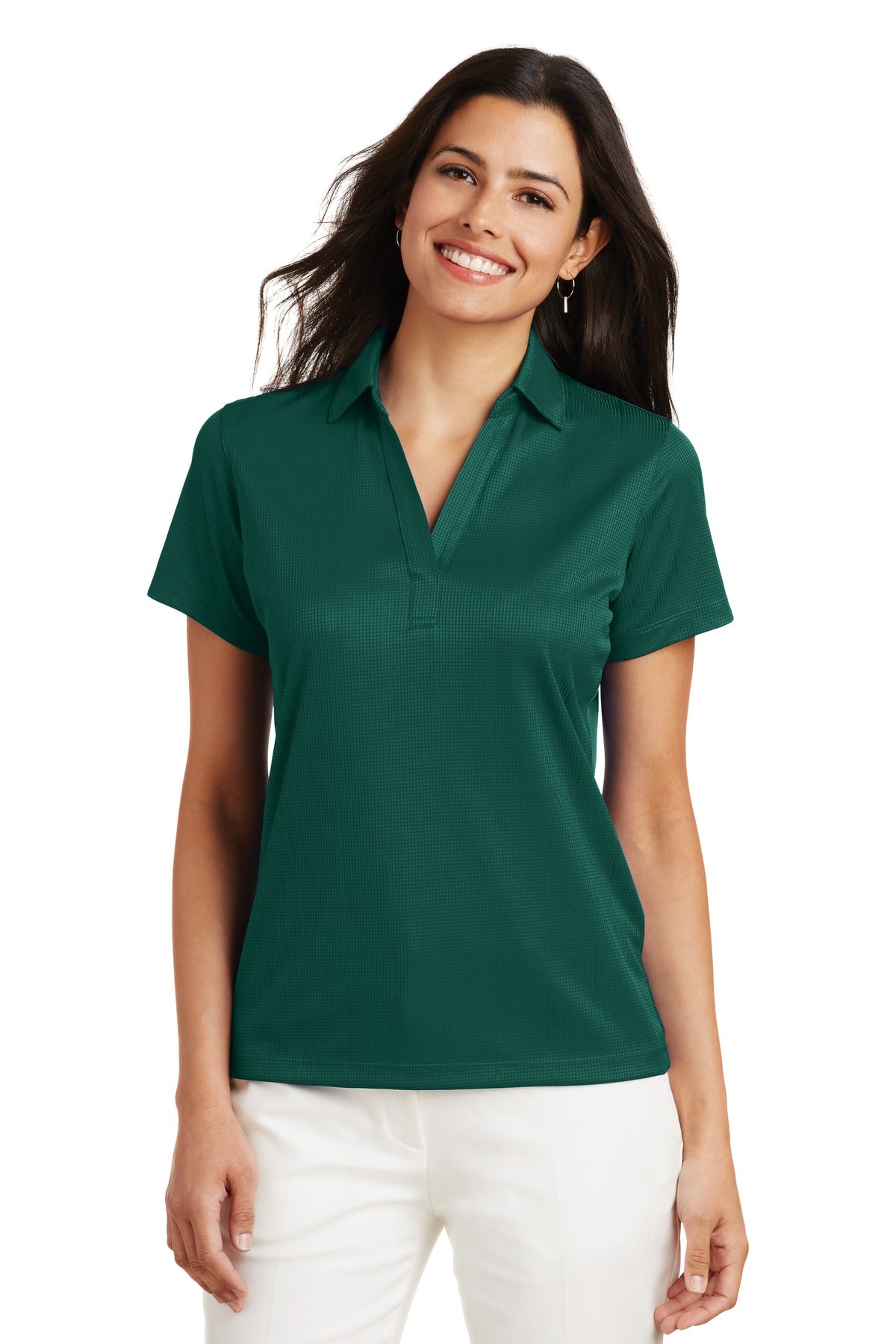 Custom Green Glen Women's Performance Fine Jacquard Polo L528, personalized by SanCanDo Swag in Argyle, TX