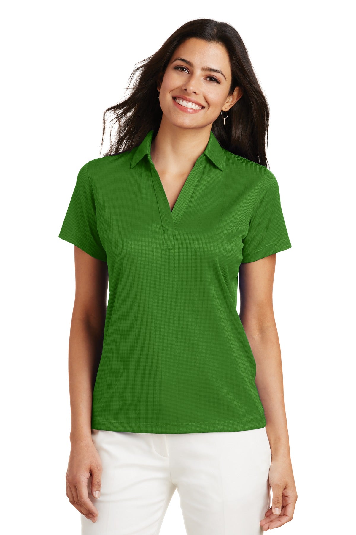 Custom Vine Green Women's Performance Fine Jacquard Polo L528, personalized by SanCanDo Swag in Argyle, TX