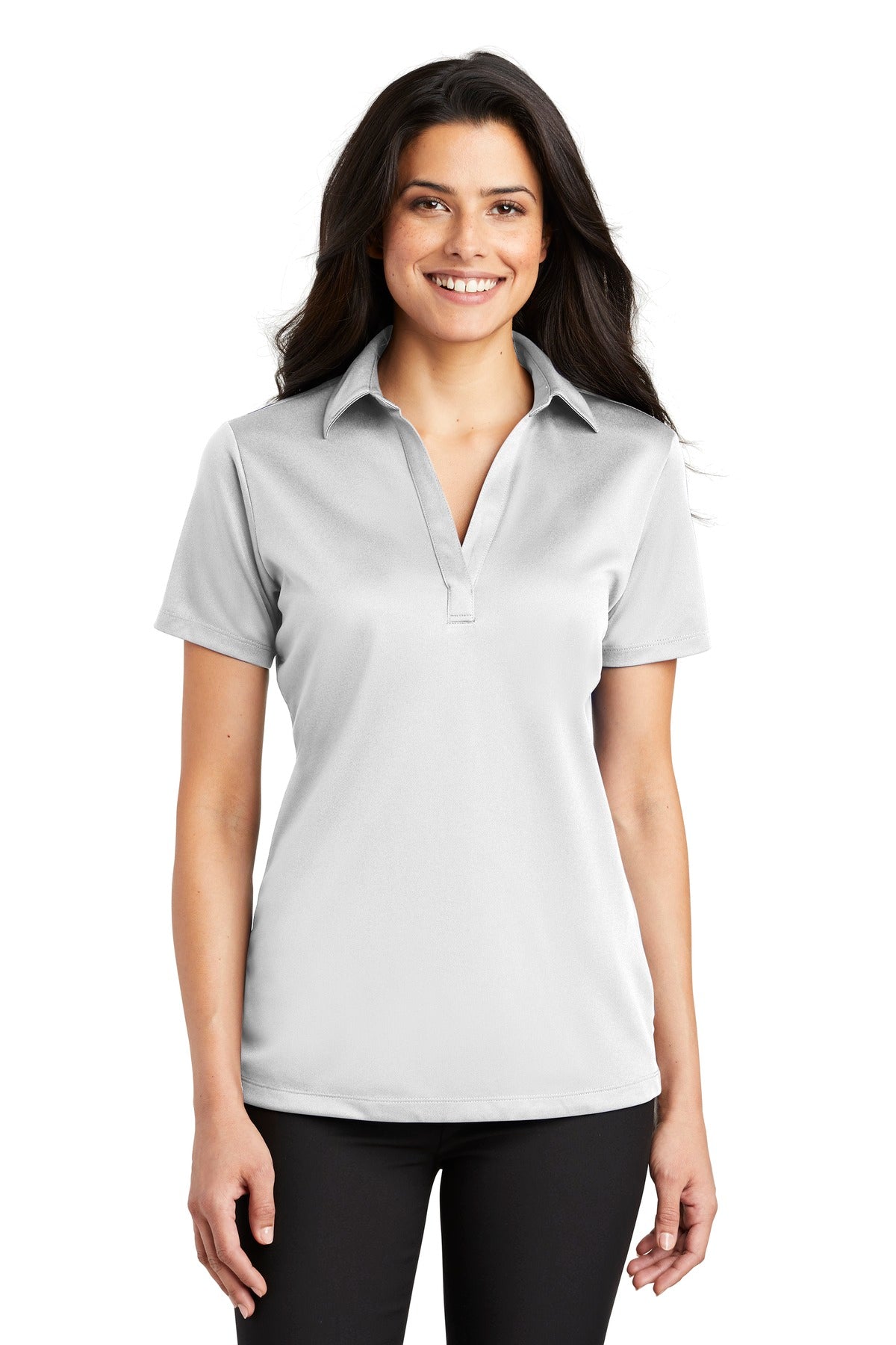 Custom White Women's Silk Touch Performance Polo L540, personalized by SanCanDo Swag in Argyle, TX