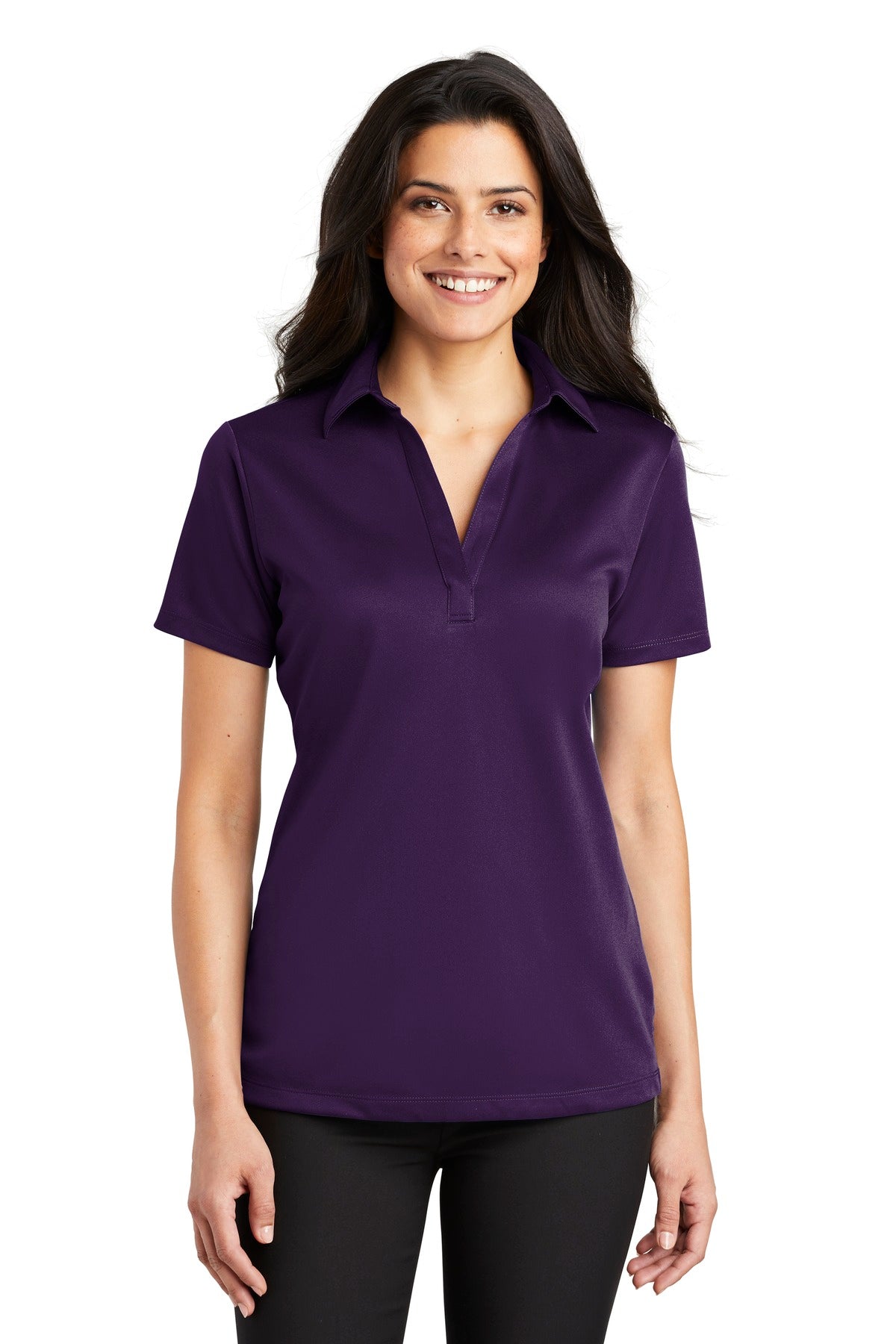 Custom Bright Purple Women's Silk Touch Performance Polo L540, personalized by SanCanDo Swag in Argyle, TX