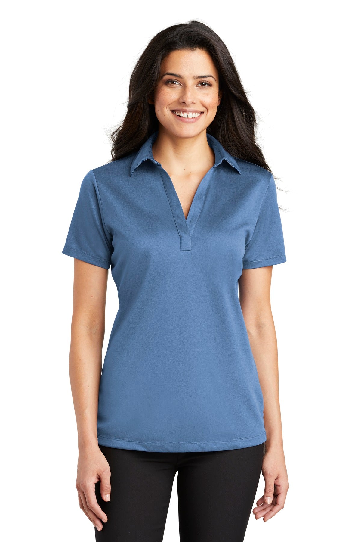Custom Carolina Blue Women's Silk Touch Performance Polo L540, personalized by SanCanDo Swag in Argyle, TX