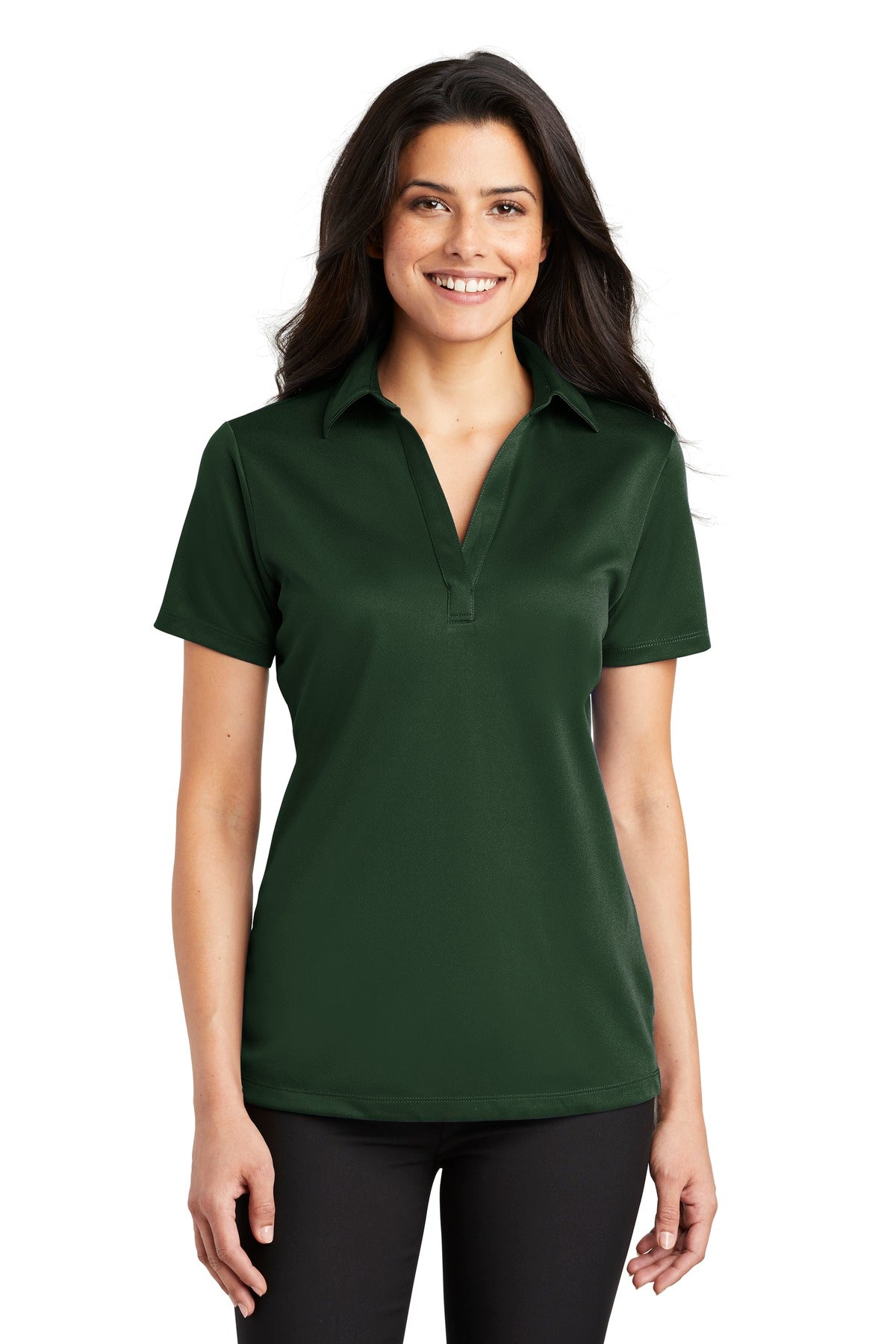 Custom Dark Green Women's Silk Touch Performance Polo L540, personalized by SanCanDo Swag in Argyle, TX