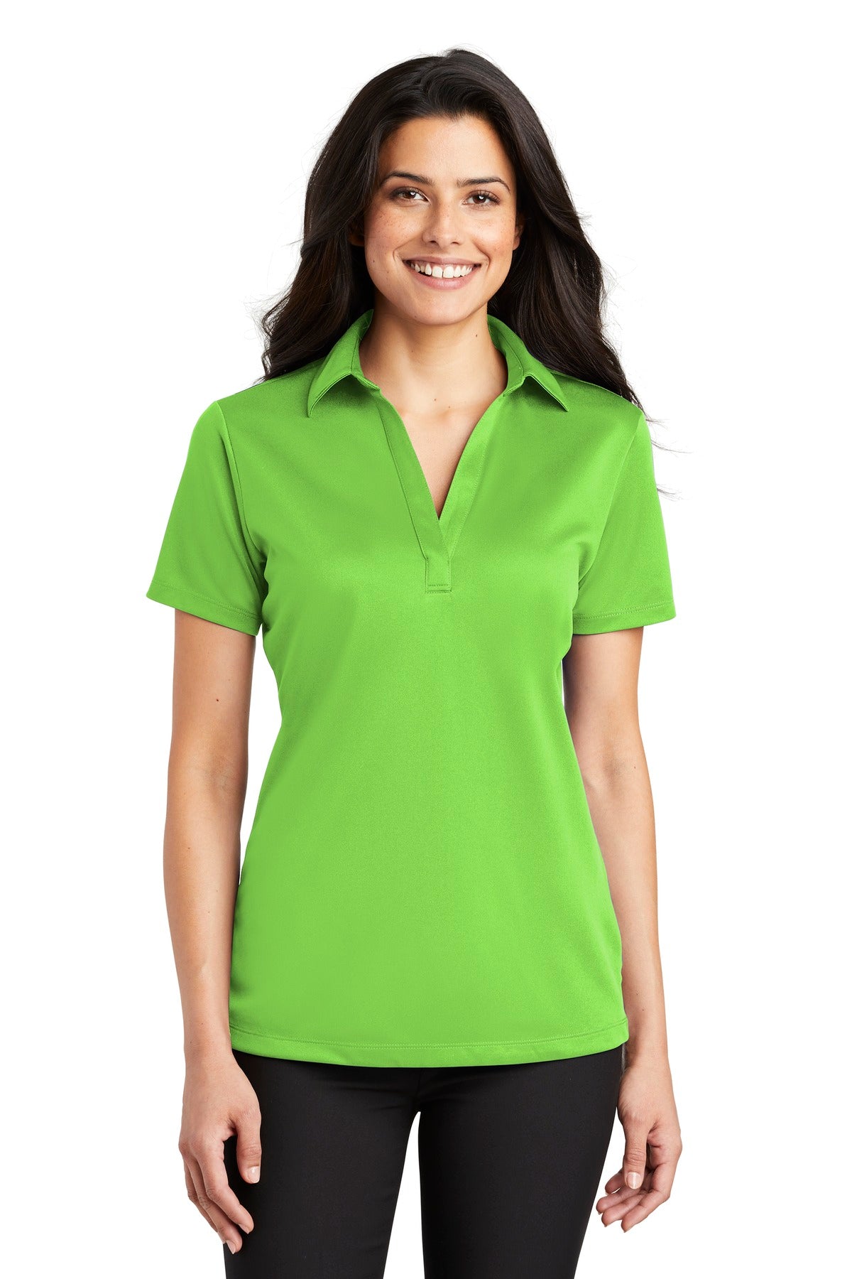Custom Lime Women's Silk Touch Performance Polo L540, personalized by SanCanDo Swag in Argyle, TX