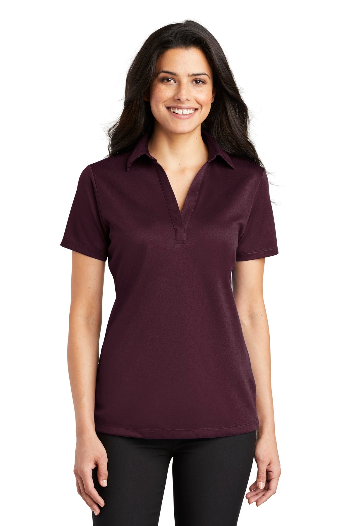 Custom Maroon Women's Silk Touch Performance Polo L540, personalized by SanCanDo Swag in Argyle, TX