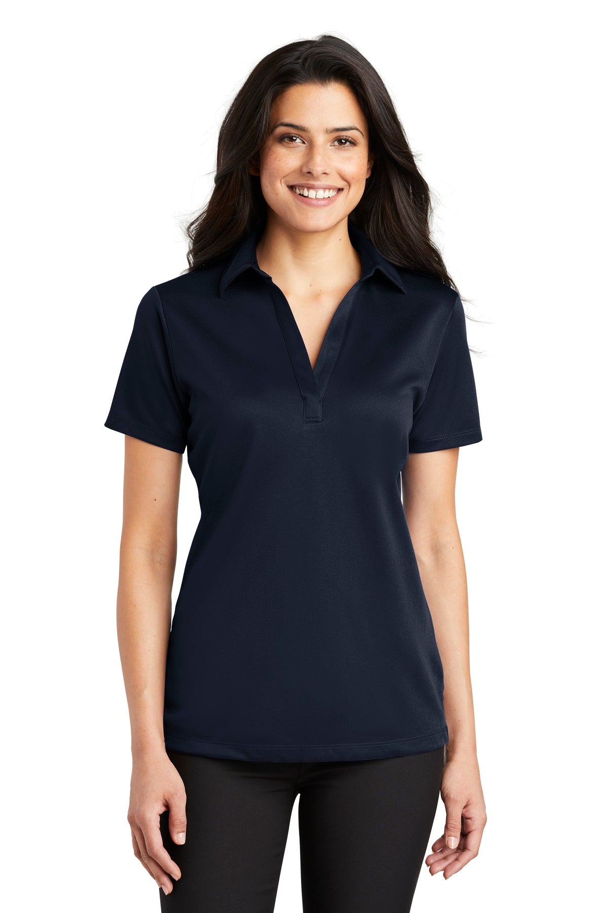 Custom Navy Women's Silk Touch Performance Polo L540, personalized by SanCanDo Swag in Argyle, TX
