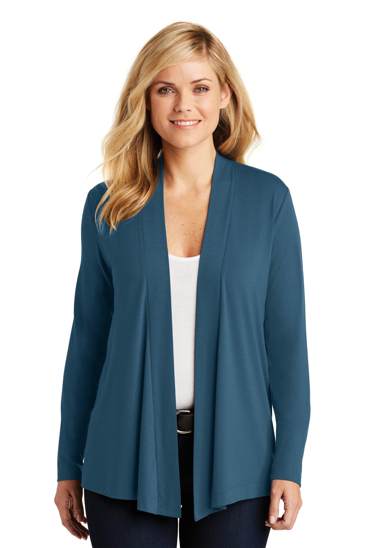 Custom Dusty Blue Women's Concept Open Cardigan L5430, personalized by SanCanDo Swag in Argyle, TX