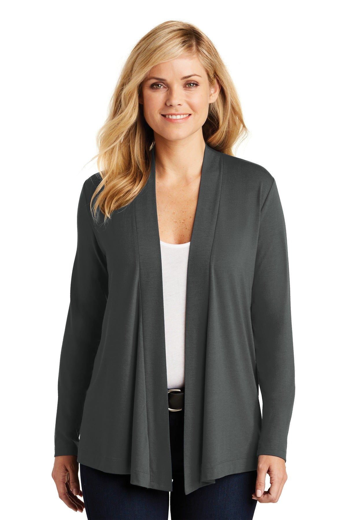 Custom Grey Smoke Women's Concept Open Cardigan L5430, personalized by SanCanDo Swag in Argyle, TX