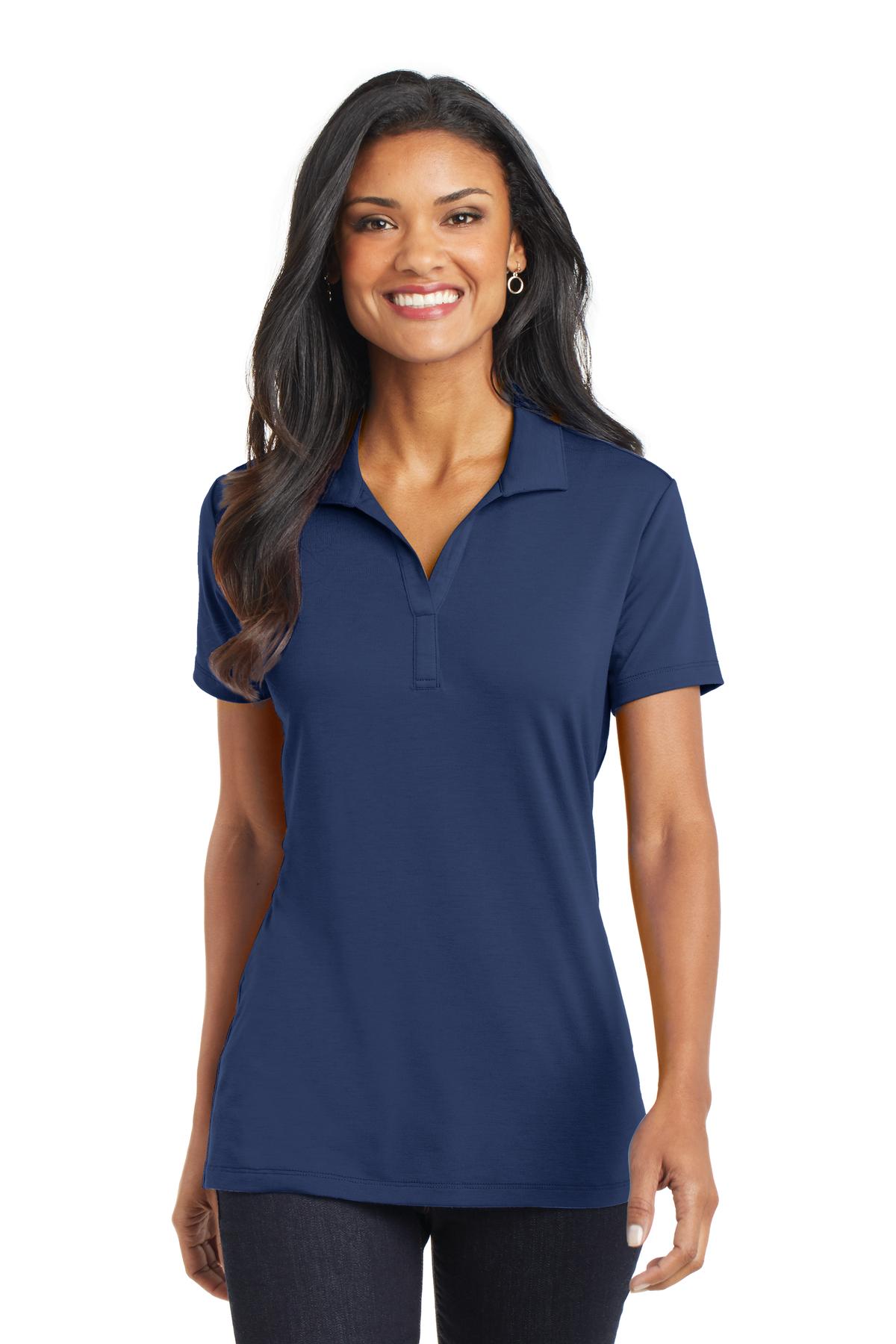 Custom Estate Blue Women's Cotton Touch Performance Polo L568, personalized by SanCanDo Swag in Argyle, TX