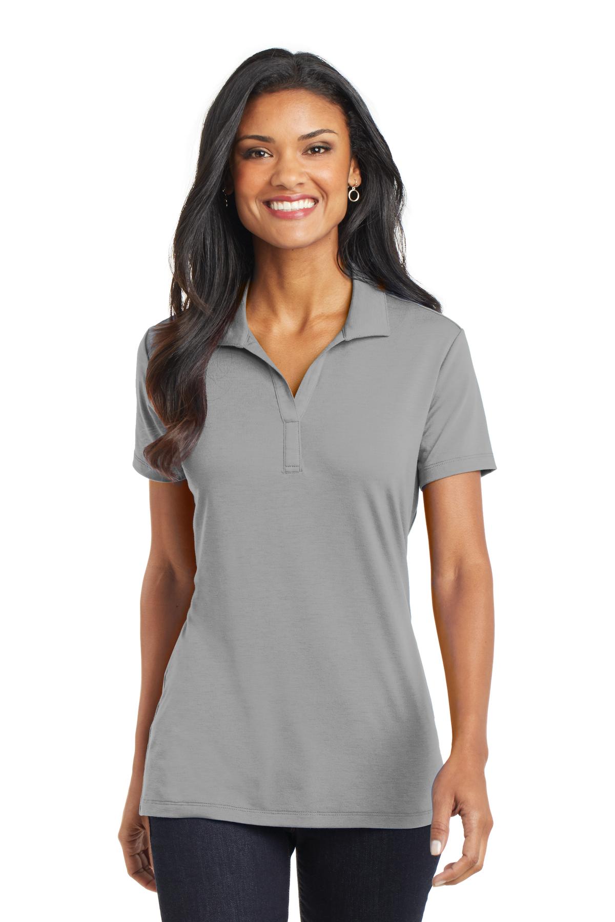 Custom Frost Grey Women's Cotton Touch Performance Polo L568, personalized by SanCanDo Swag in Argyle, TX