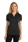 Custom Black Women's Diamond Jacquard Polo L569, personalized by SanCanDo Swag in Argyle, TX