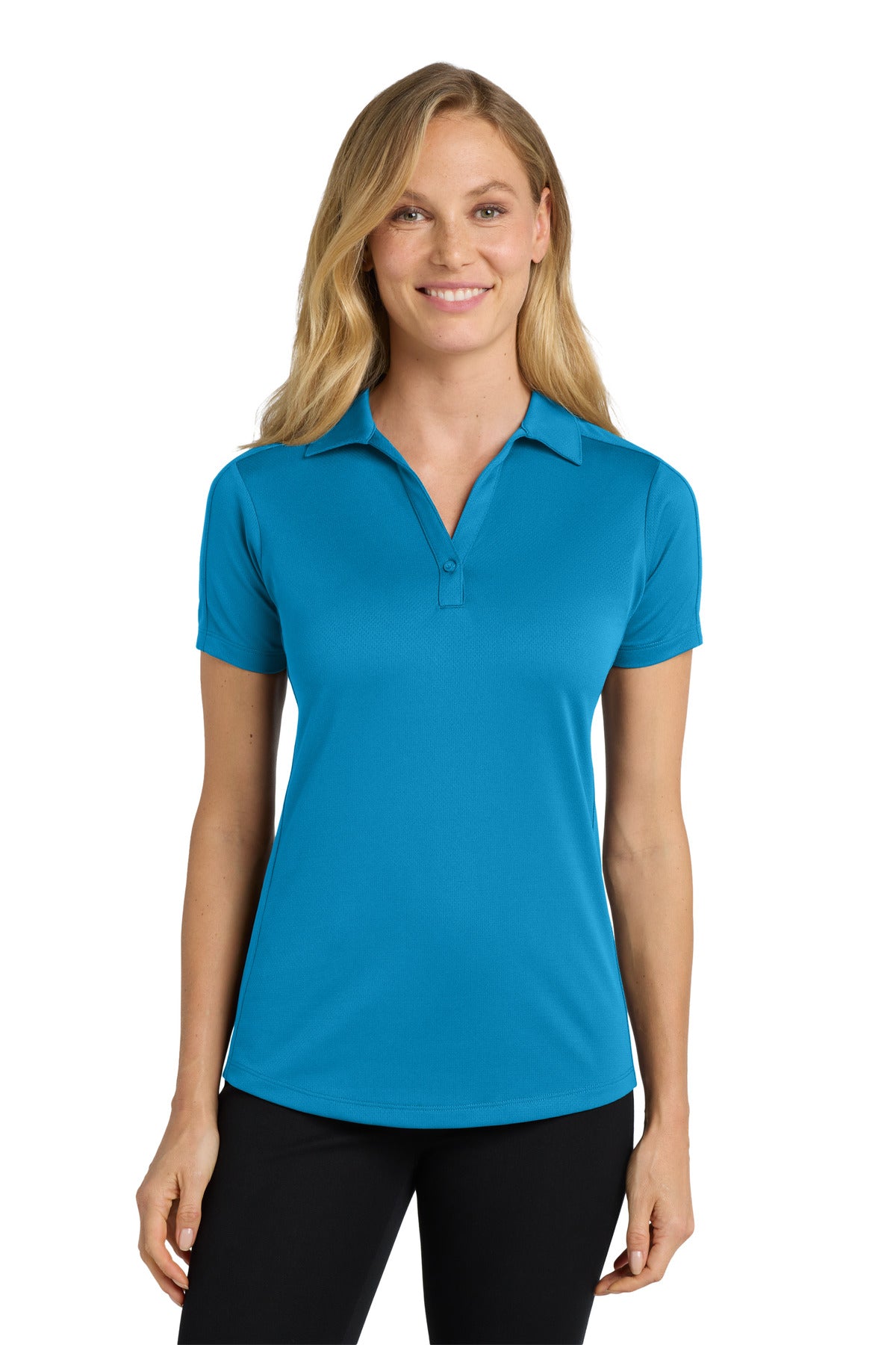 Custom Blue Wake Women's Diamond Jacquard Polo L569, personalized by SanCanDo Swag in Argyle, TX