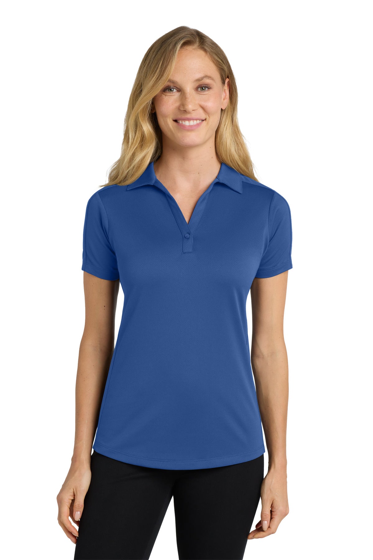 Custom True Blue Women's Diamond Jacquard Polo L569, personalized by SanCanDo Swag in Argyle, TX