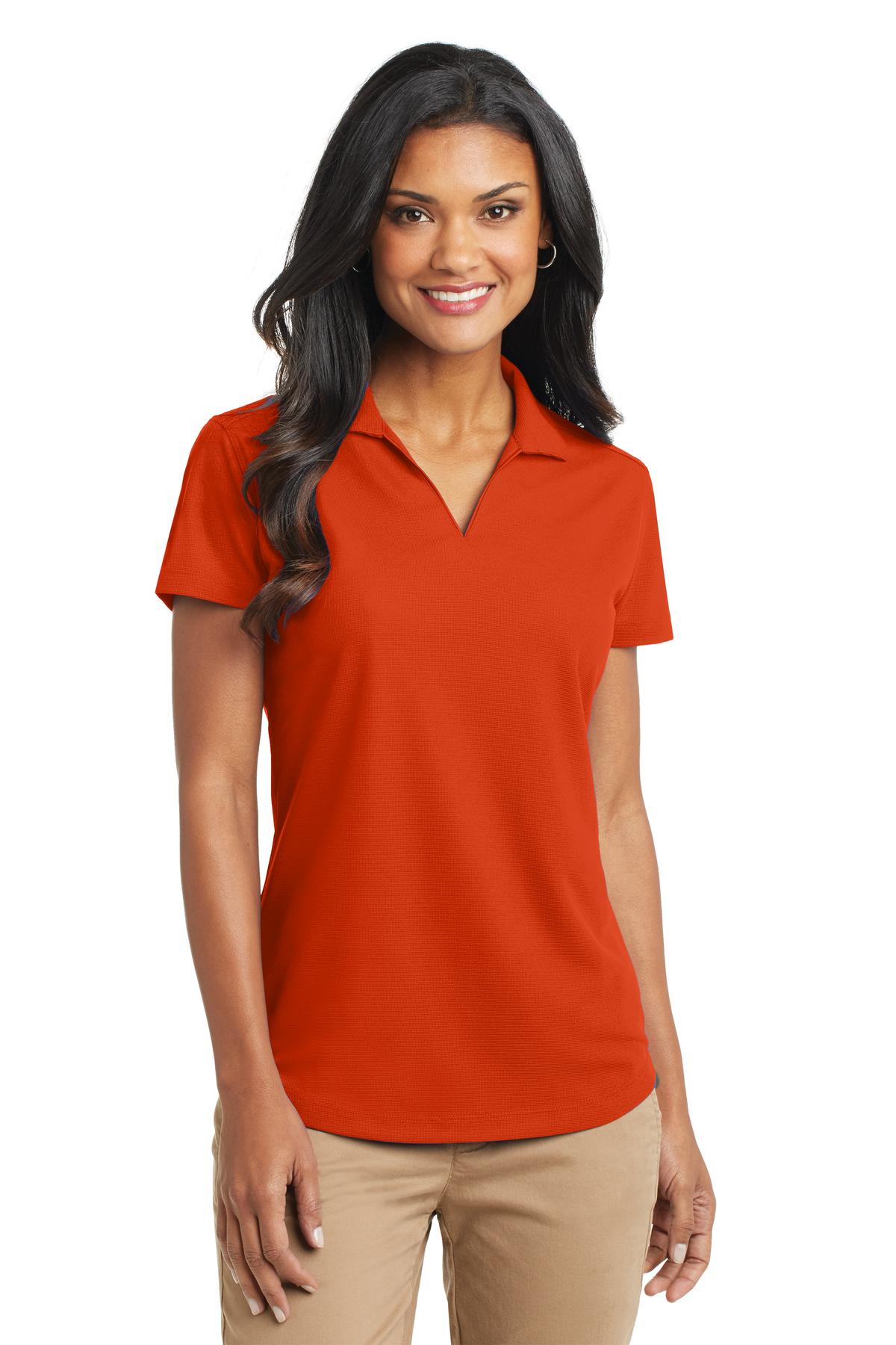 Custom Autumn Orange Women's Dry Zone Grid Polo L572, personalized by SanCanDo Swag in Argyle, TX