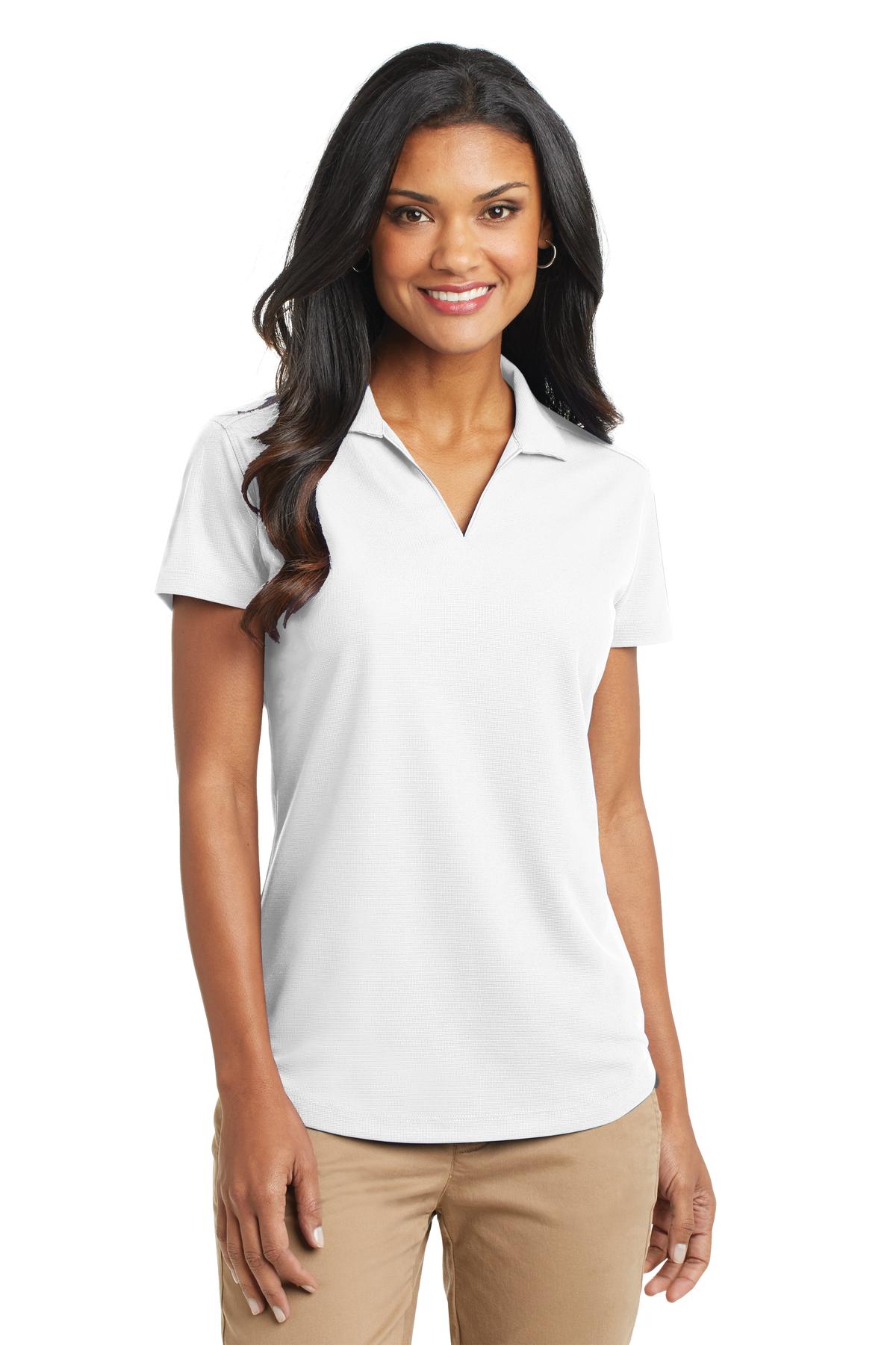 Custom White Women's Dry Zone Grid Polo L572, personalized by SanCanDo Swag in Argyle, TX