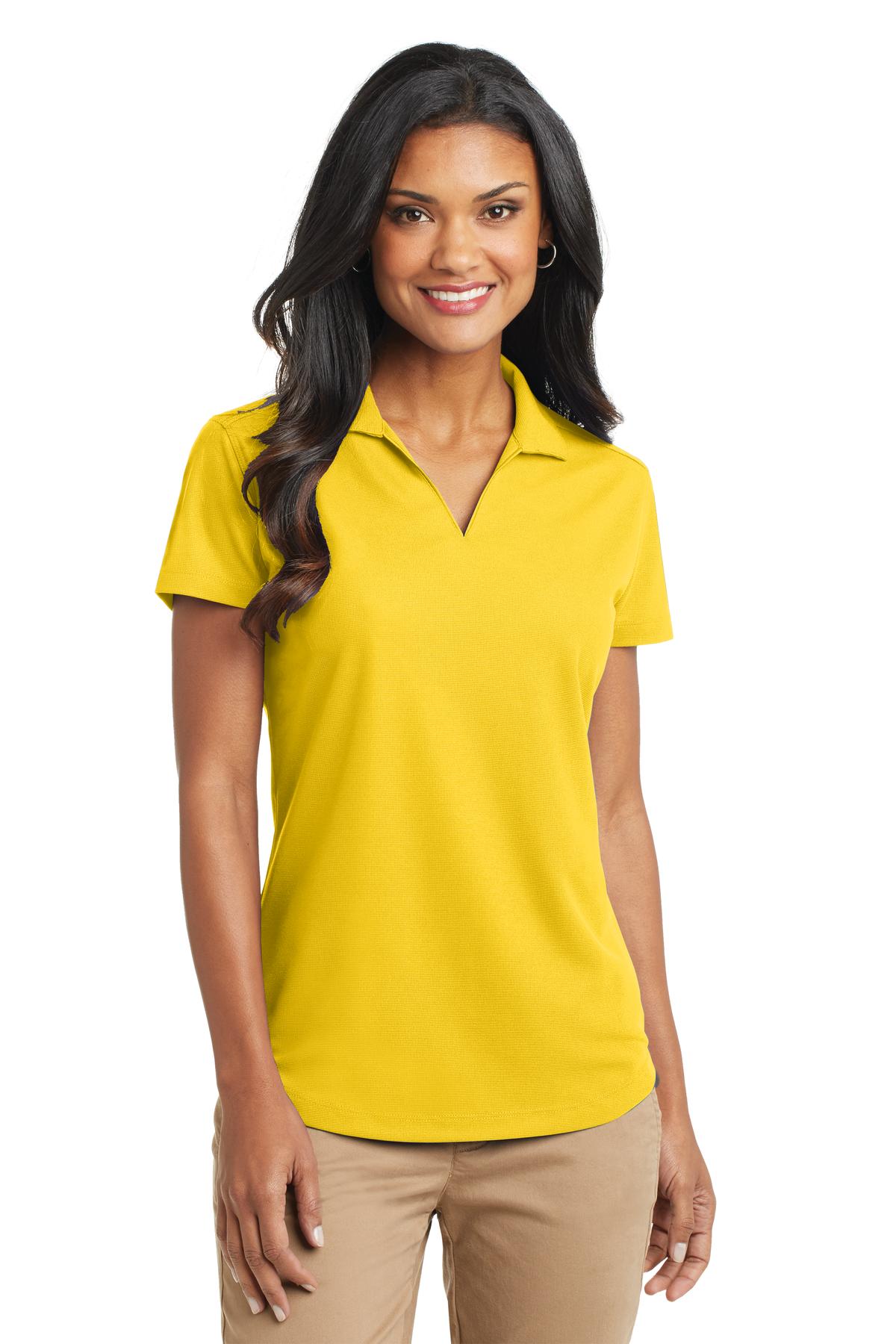 Custom Yellow Women's Dry Zone Grid Polo L572, personalized by SanCanDo Swag in Argyle, TX