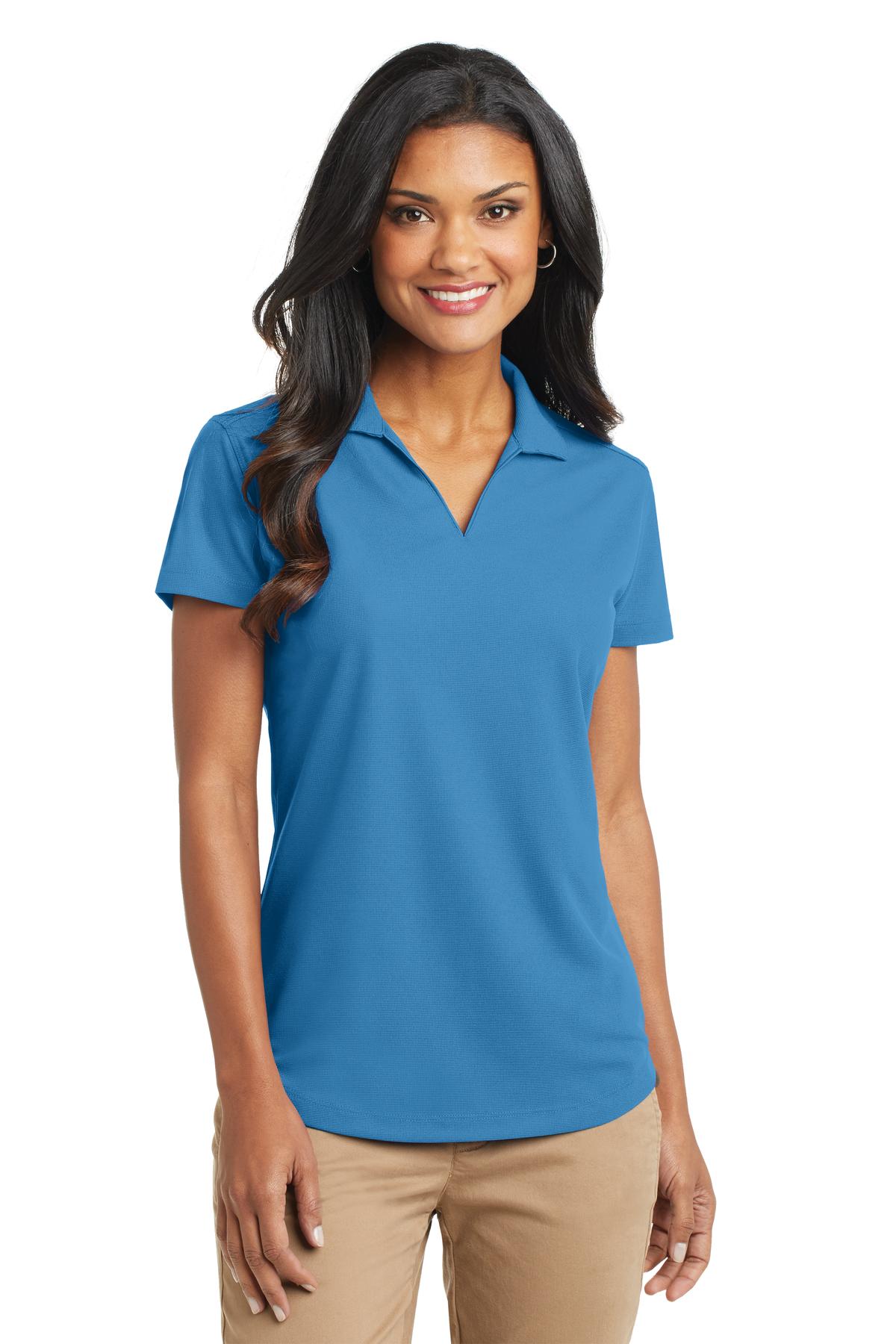 Custom Celadon Blue Women's Dry Zone Grid Polo L572, personalized by SanCanDo Swag in Argyle, TX