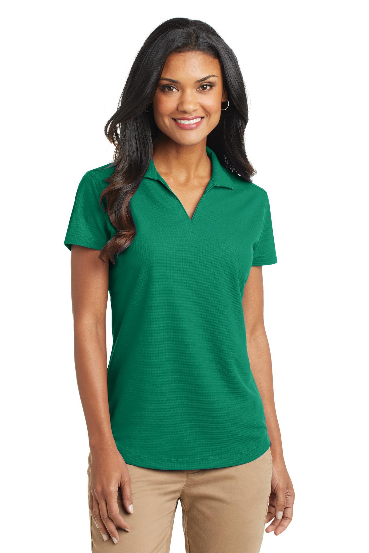 Custom Jewel Green Women's Dry Zone Grid Polo L572, personalized by SanCanDo Swag in Argyle, TX