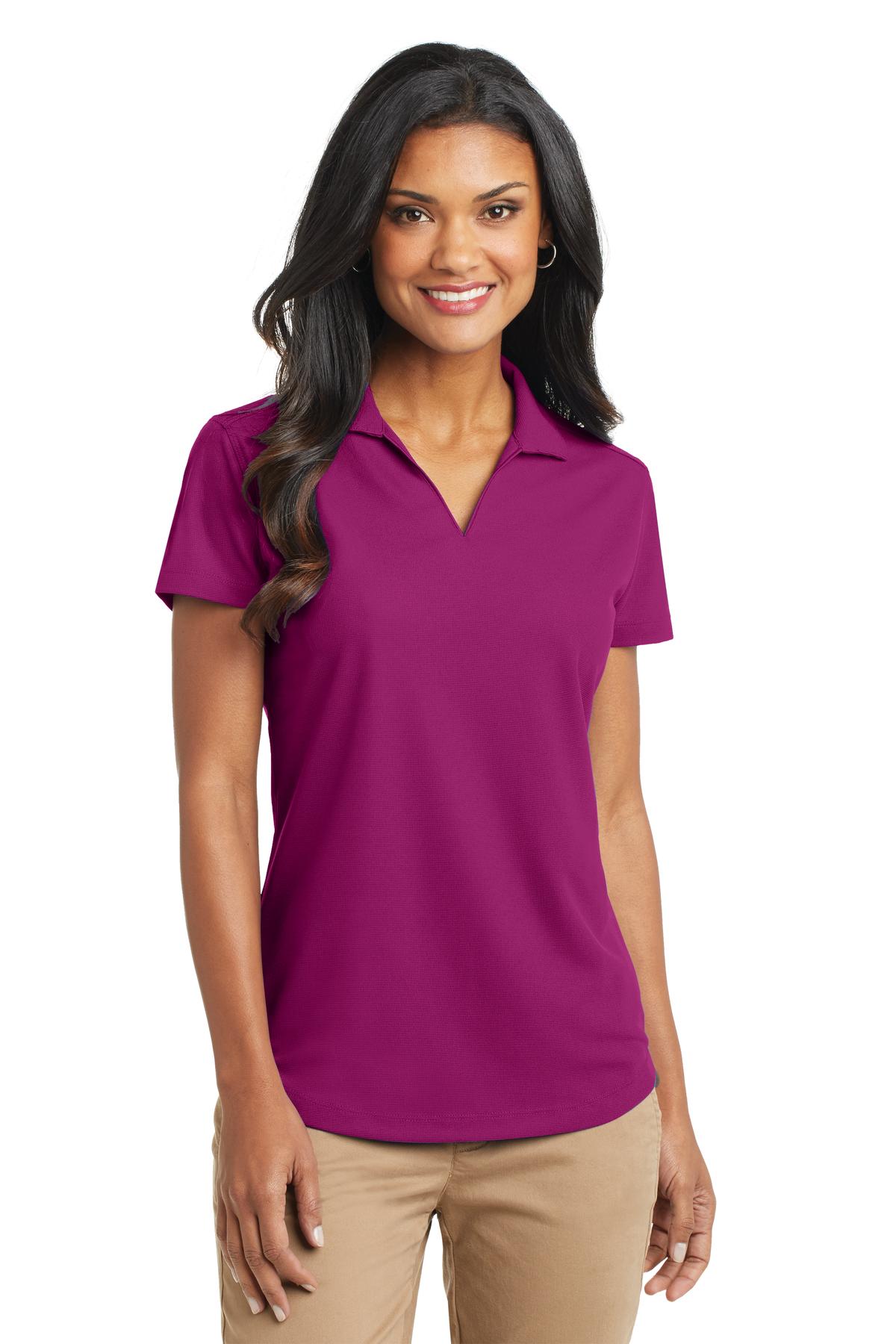 Custom Magenta Women's Dry Zone Grid Polo L572, personalized by SanCanDo Swag in Argyle, TX