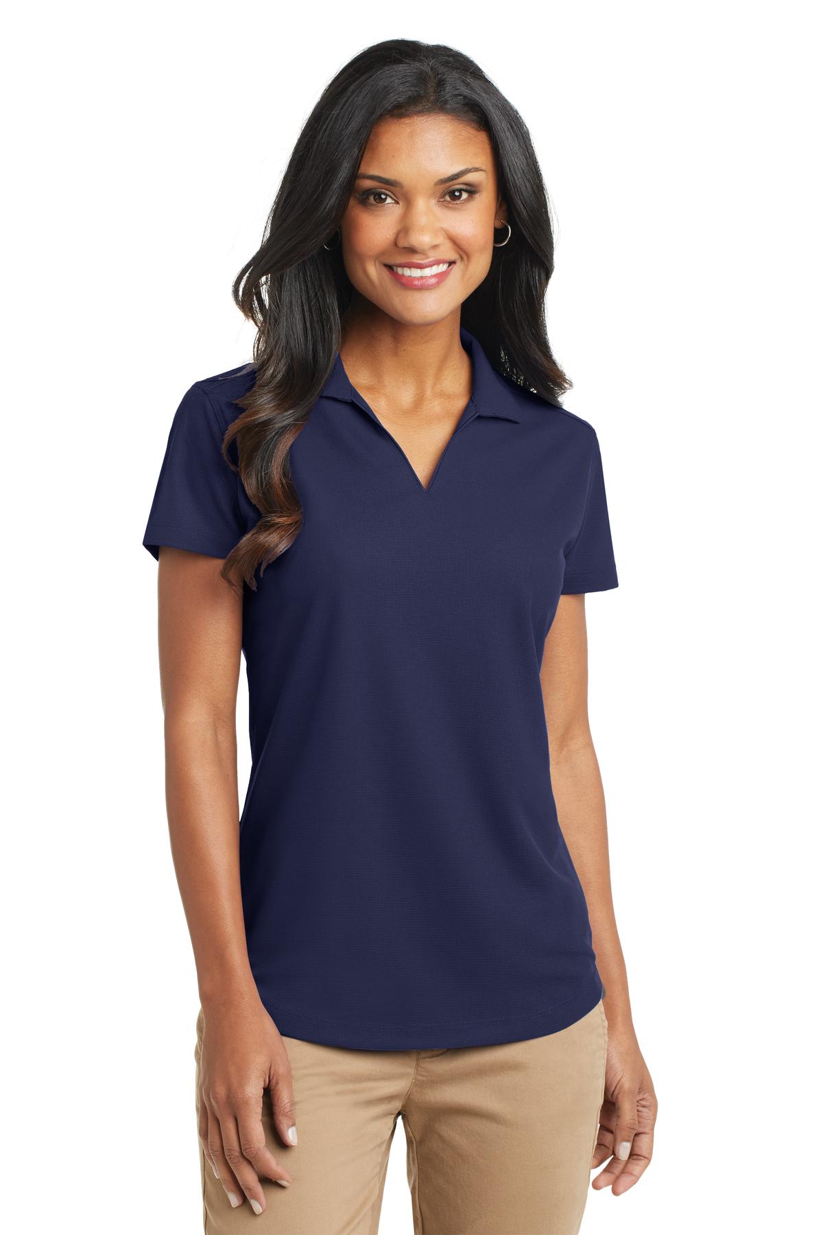 Custom True Navy Women's Dry Zone Grid Polo L572, personalized by SanCanDo Swag in Argyle, TX