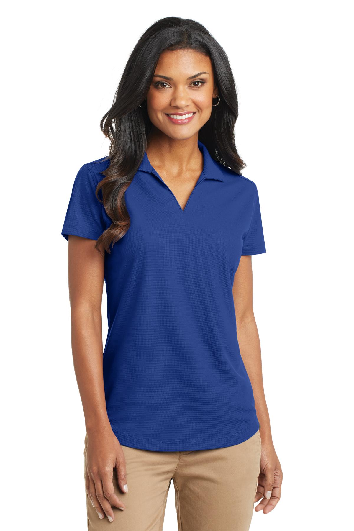 Custom True Royal Women's Dry Zone Grid Polo L572, personalized by SanCanDo Swag in Argyle, TX