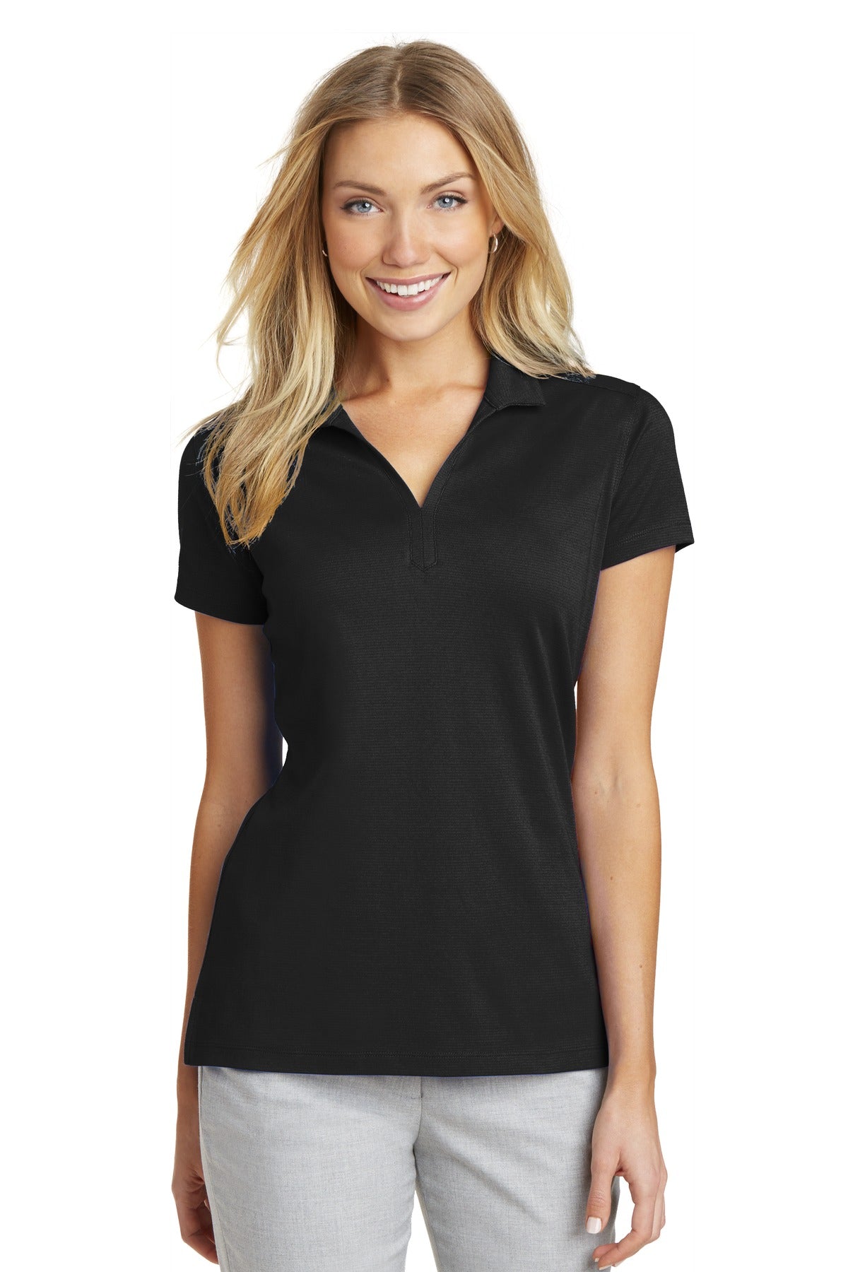Custom Black Women's Rapid Dry Mesh Polo L573, personalized by SanCanDo Swag in Argyle, TX