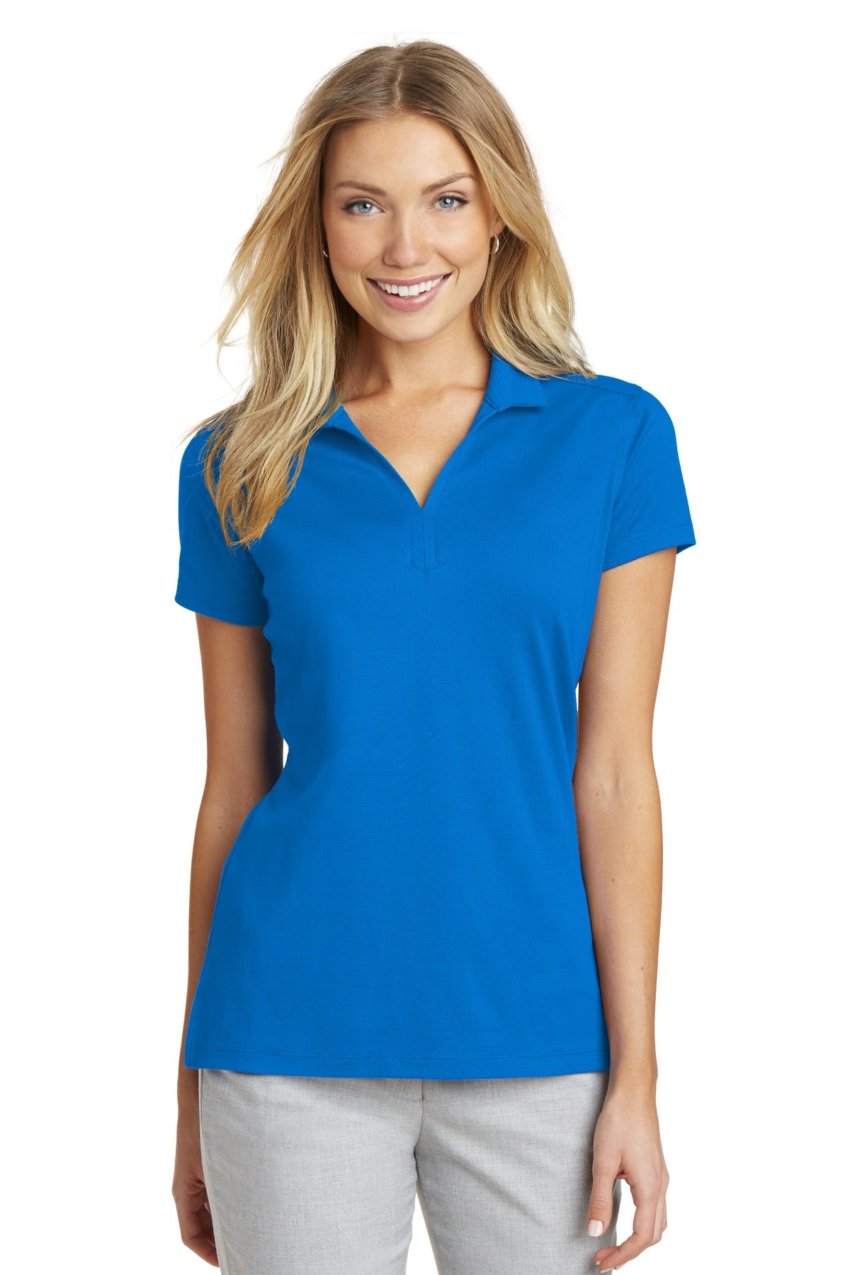 Custom Skydiver Blue Women's Rapid Dry Mesh Polo L573, personalized by SanCanDo Swag in Argyle, TX