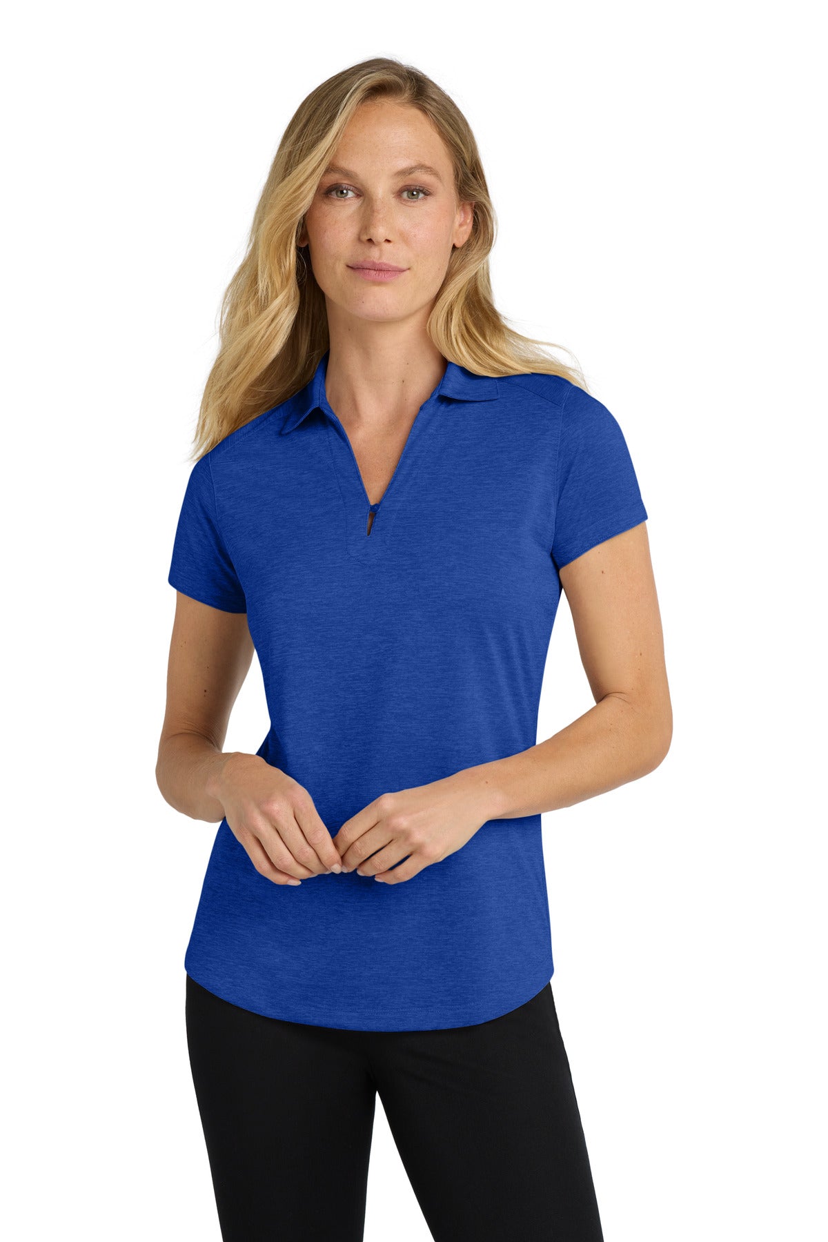 Custom True Royal Women's Digi Heather Performance Polo L574, personalized by SanCanDo Swag in Argyle, TX