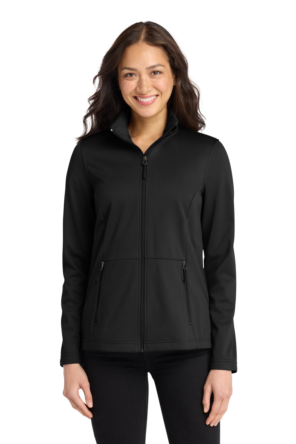 Custom Deep Black Women's Flexshell Jacket L617, personalized by SanCanDo Swag in Argyle, TX