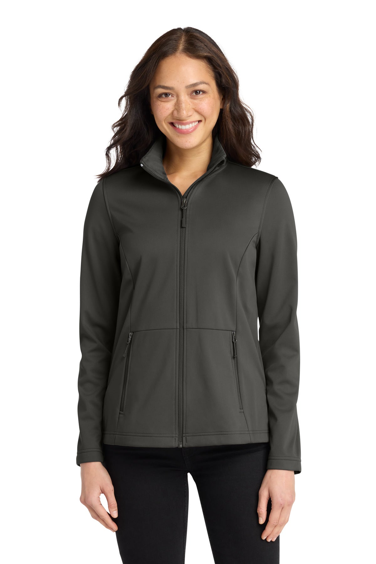 Custom Grey Steel Women's Flexshell Jacket L617, personalized by SanCanDo Swag in Argyle, TX