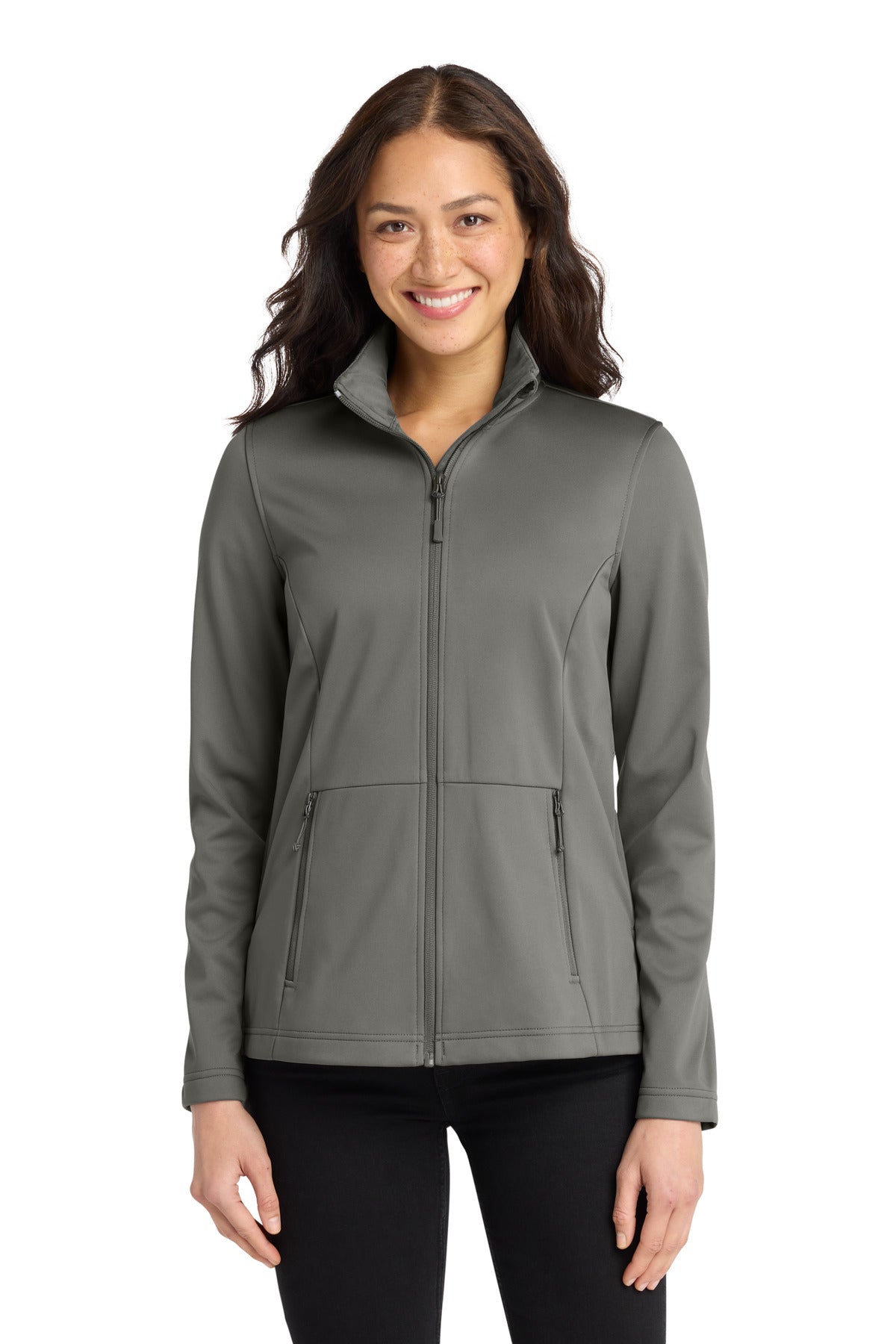 Custom Smoke Grey Women's Flexshell Jacket L617, personalized by SanCanDo Swag in Argyle, TX