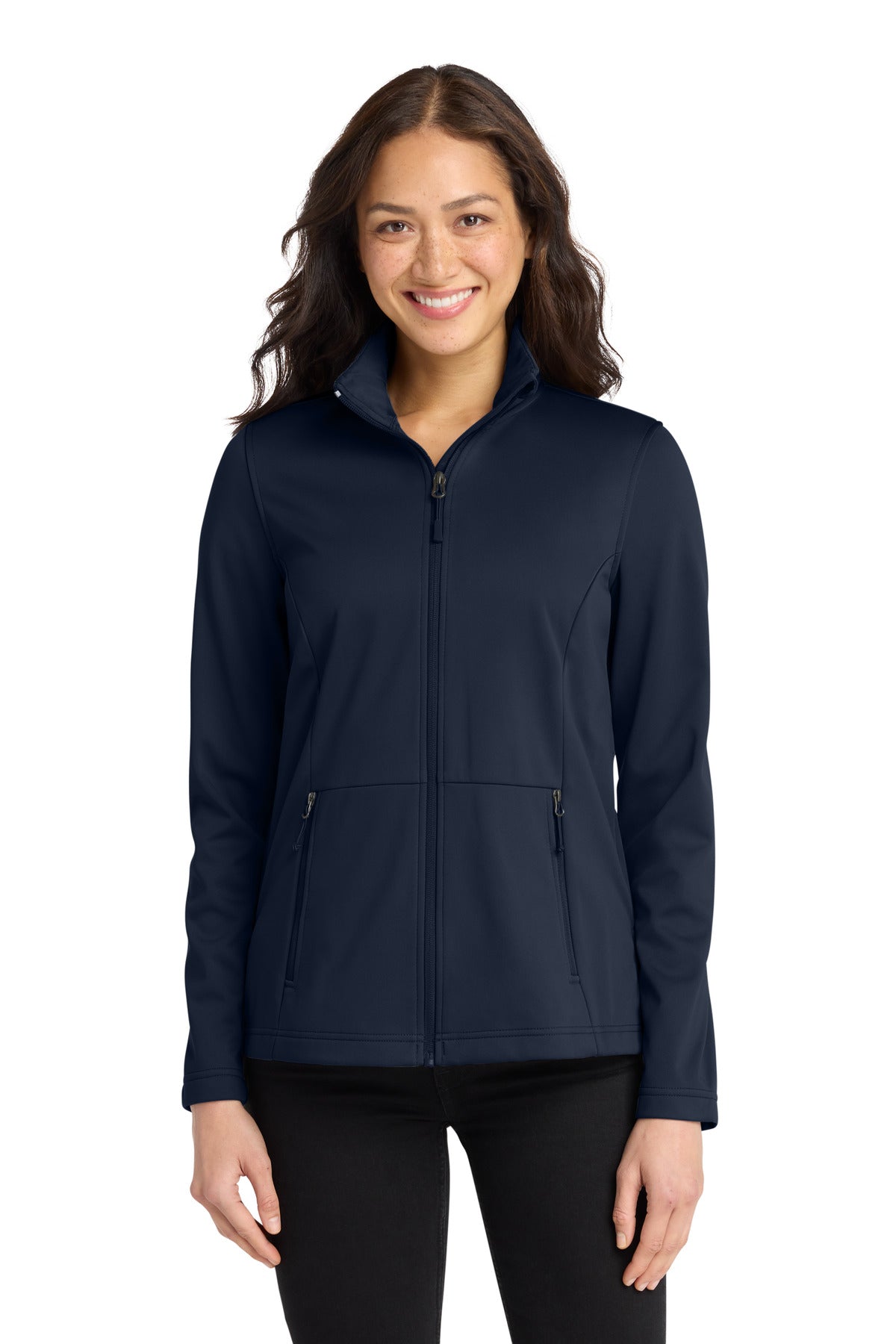 Custom True Navy Women's Flexshell Jacket L617, personalized by SanCanDo Swag in Argyle, TX