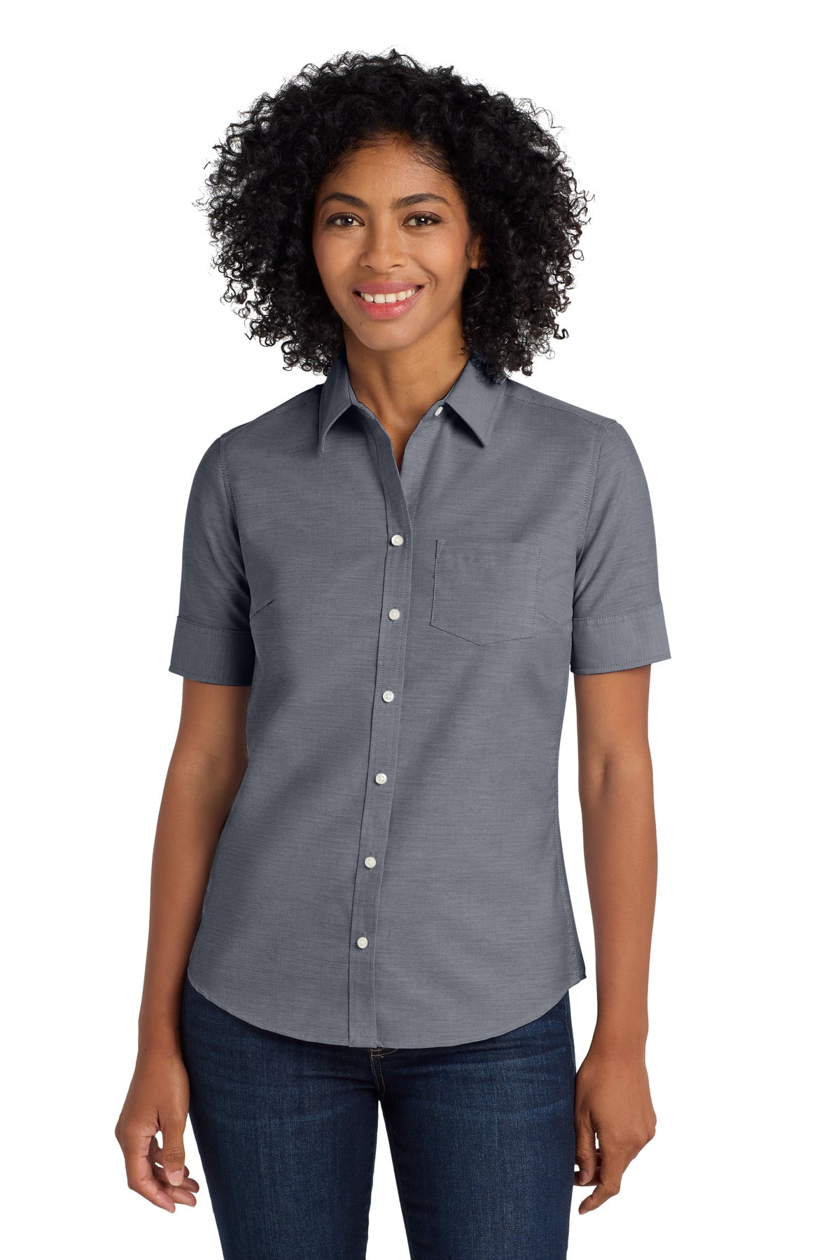 Custom Black Short Sleeve SuperPro Oxford Shirt L659, personalized by SanCanDo Swag in Argyle, TX