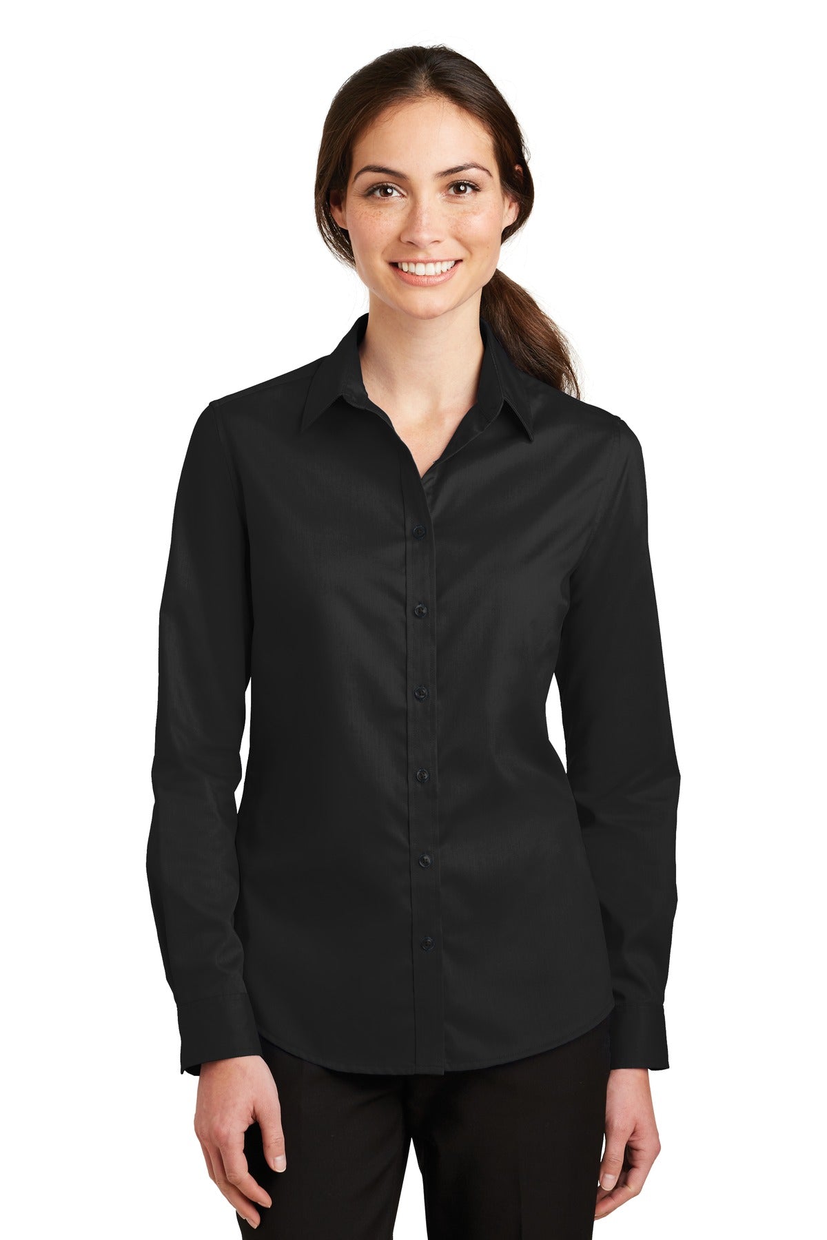 Custom Black Women's SuperPro Twill Shirt L663, personalized by SanCanDo Swag in Argyle, TX