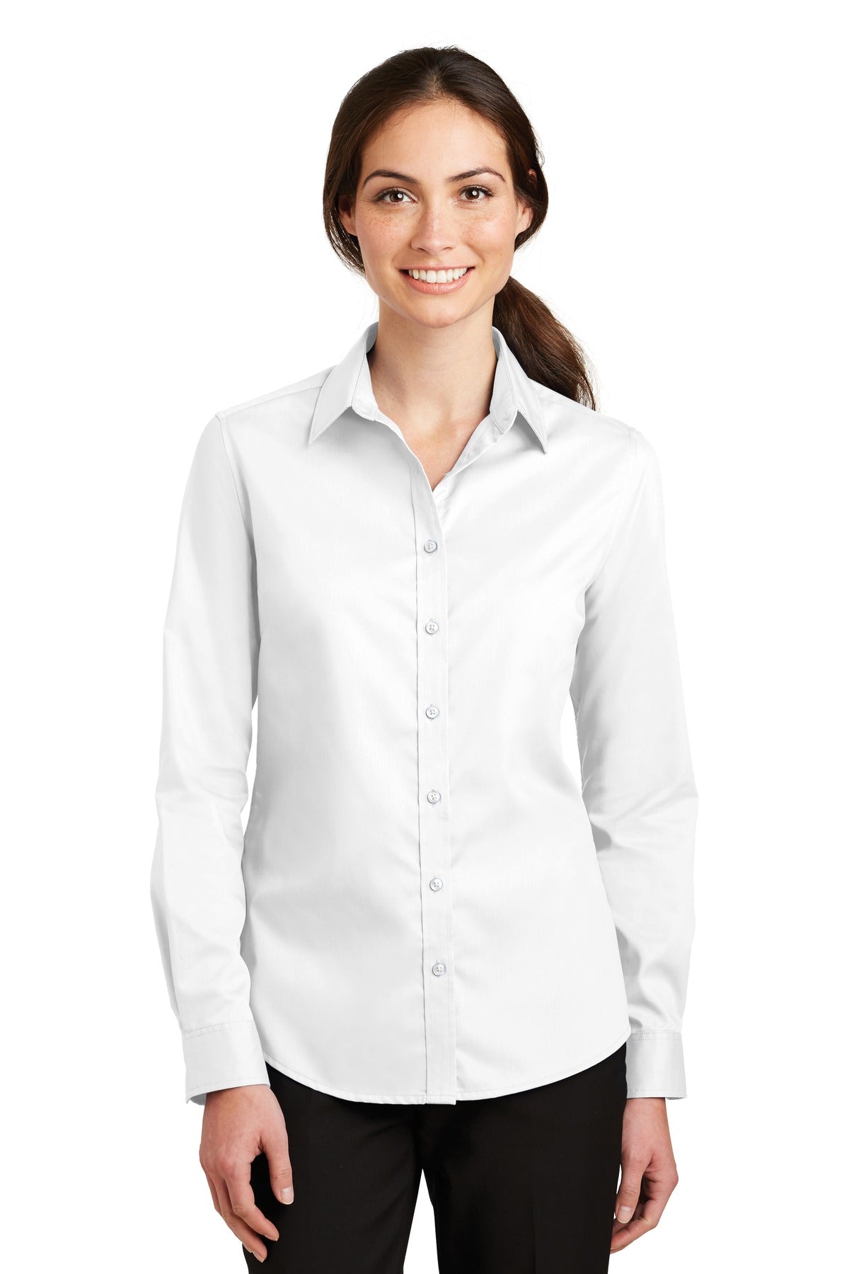Custom White Women's SuperPro Twill Shirt L663, personalized by SanCanDo Swag in Argyle, TX
