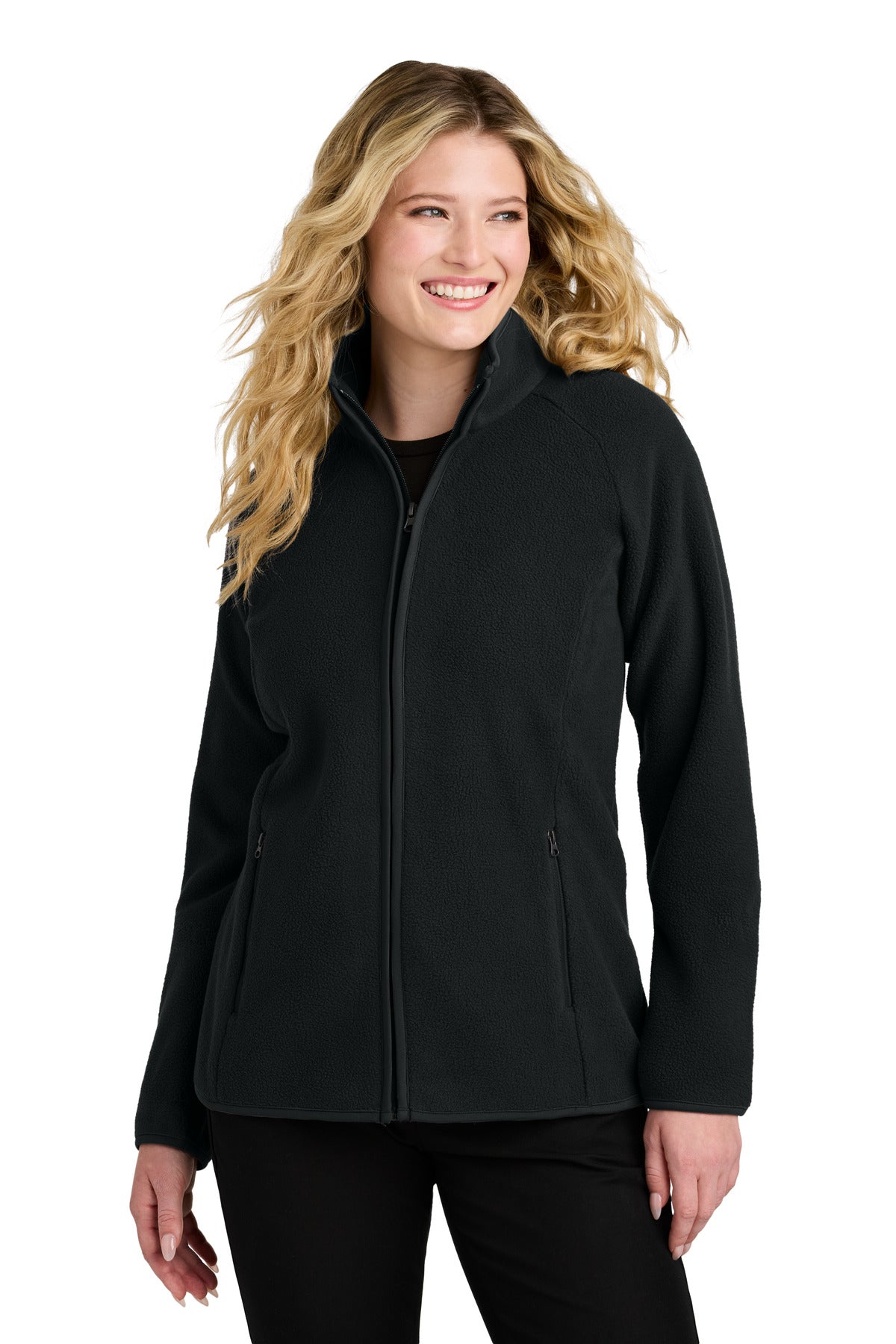Custom Deep Black Women's C-FREE Raglan Fleece L700, personalized by SanCanDo Swag in Argyle, TX