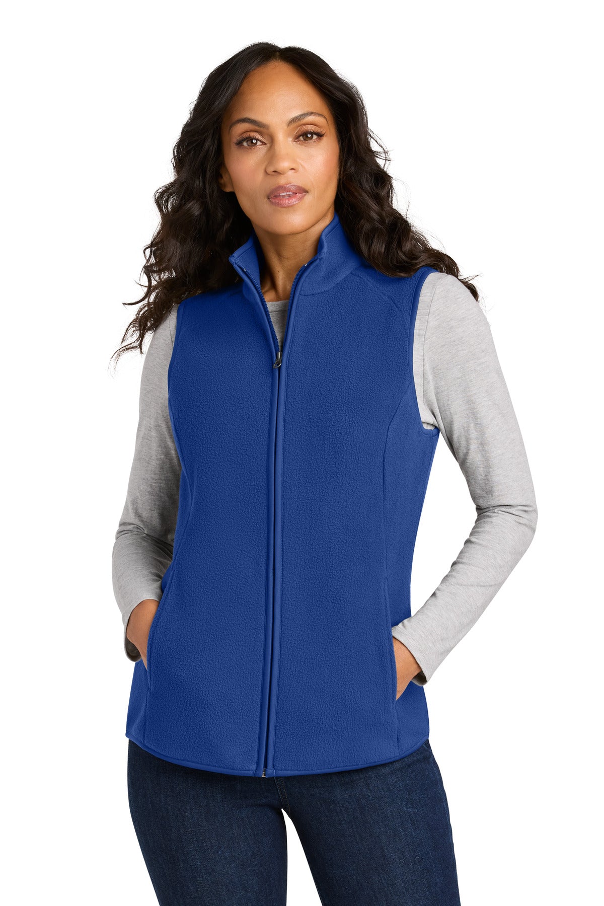 Custom True Royal Women's C-FREE Fleece Vest L702, personalized by SanCanDo Swag in Argyle, TX