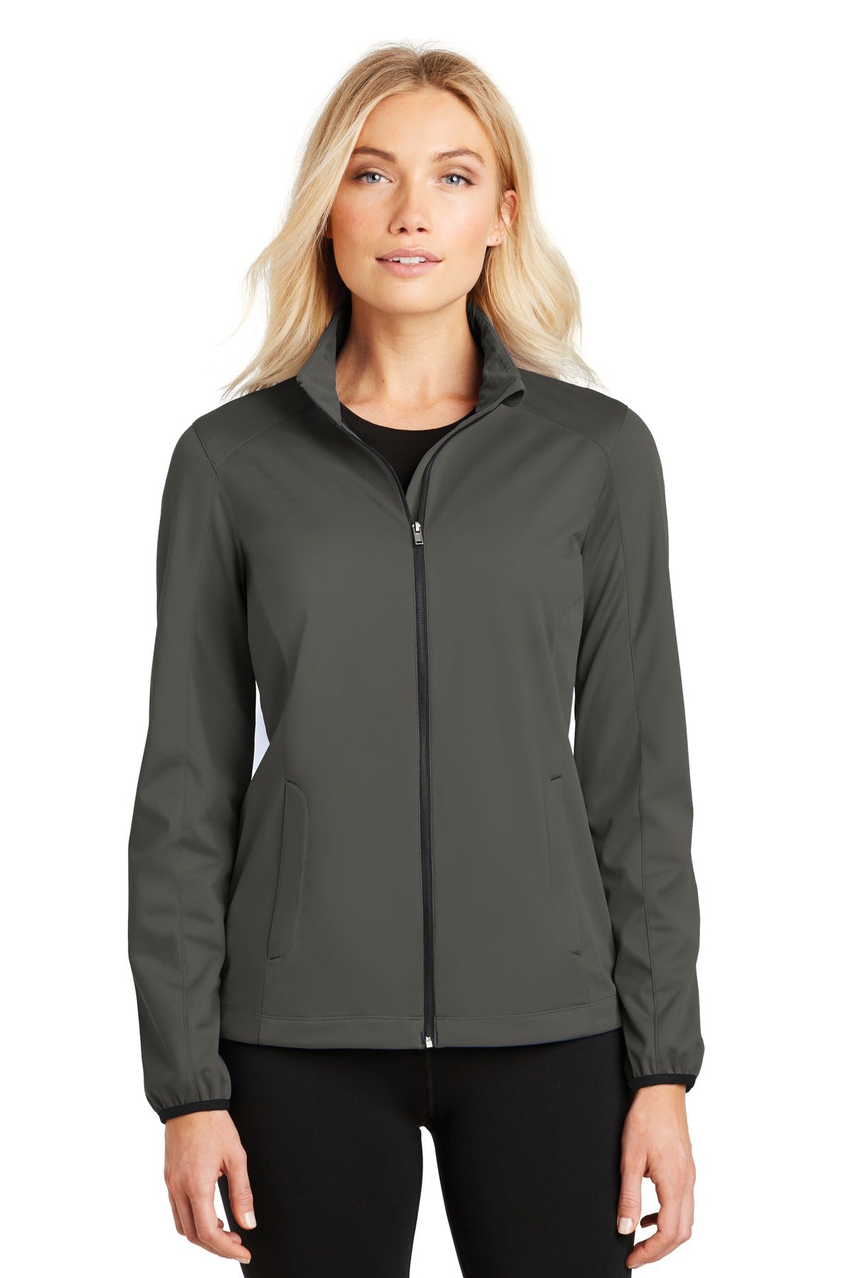 Custom Grey Steel Women's Active Soft Shell Jacket L717, personalized by SanCanDo Swag in Argyle, TX