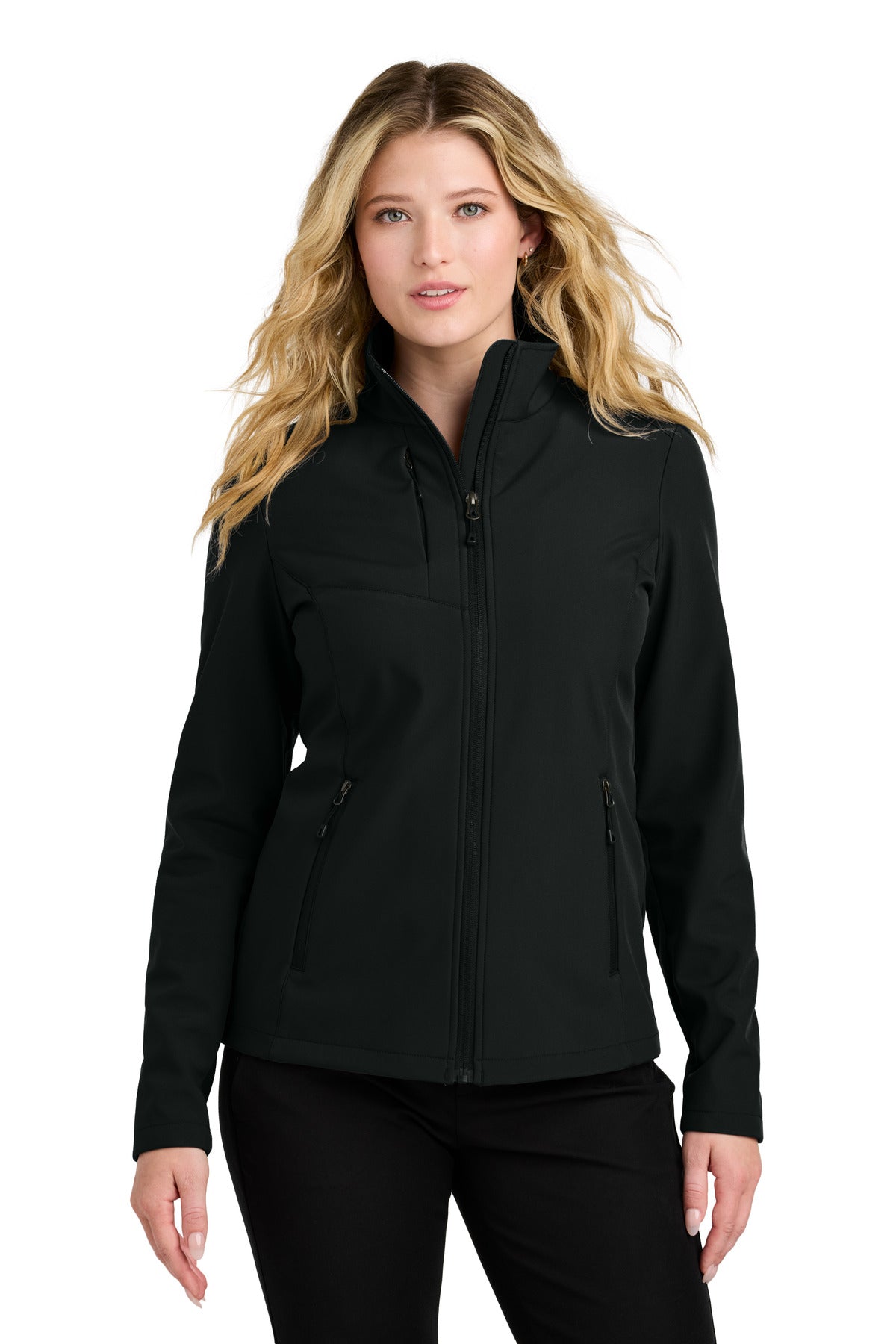 Custom Deep Black Women's C-FREE Core Soft Shell L720, personalized by SanCanDo Swag in Argyle, TX