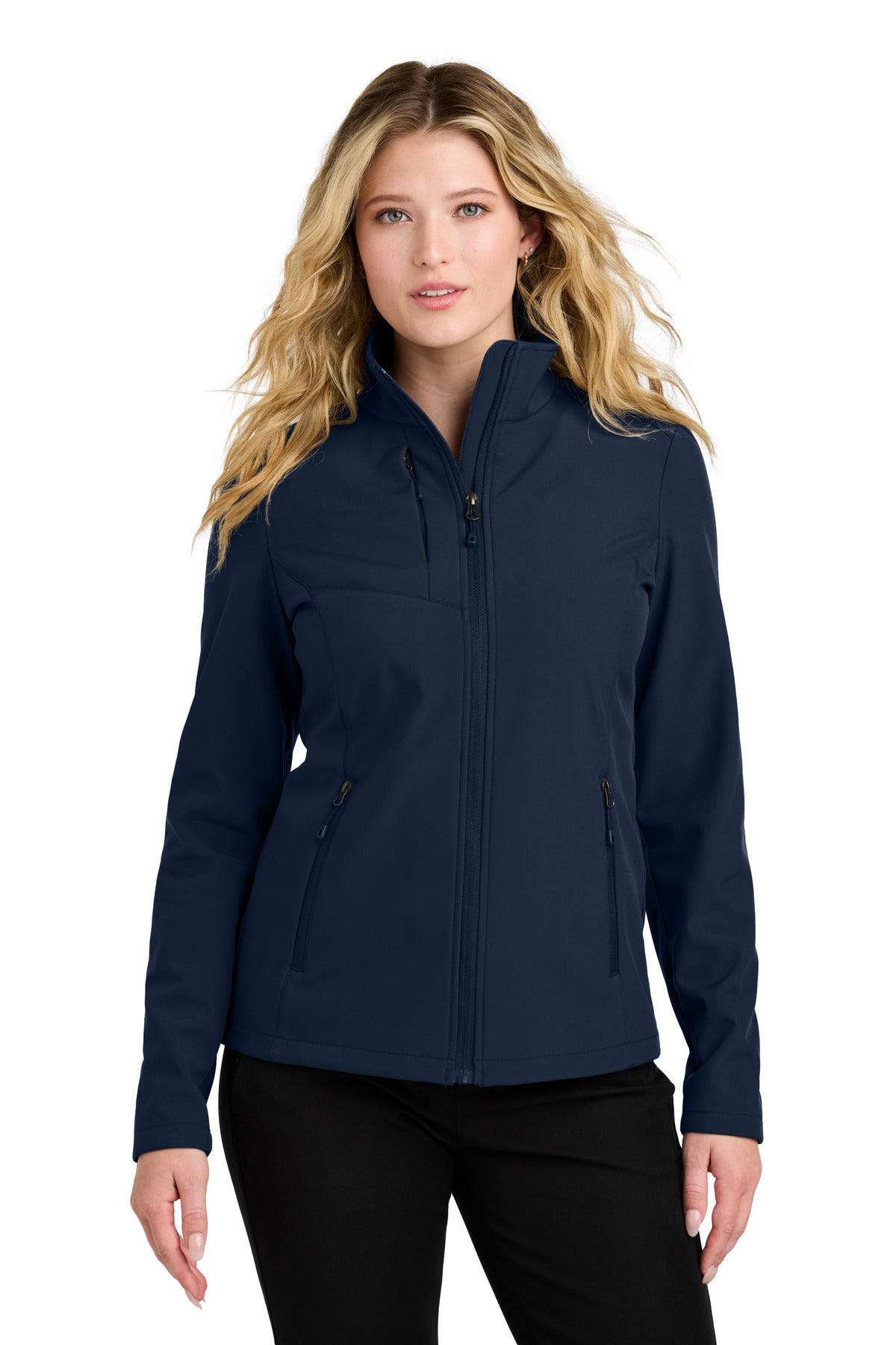 Custom True Navy Women's C-FREE Core Soft Shell L720, personalized by SanCanDo Swag in Argyle, TX