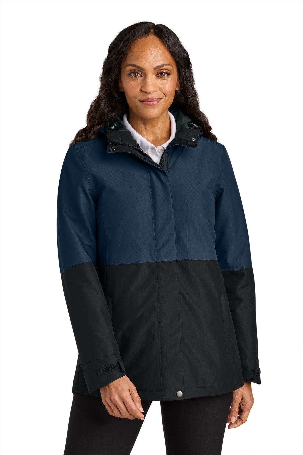 Custom Dress Blue Navy/ Deep Black Women's Insulated Heavy Ripstop Jacket L721, personalized by SanCanDo Swag in Argyle, TX