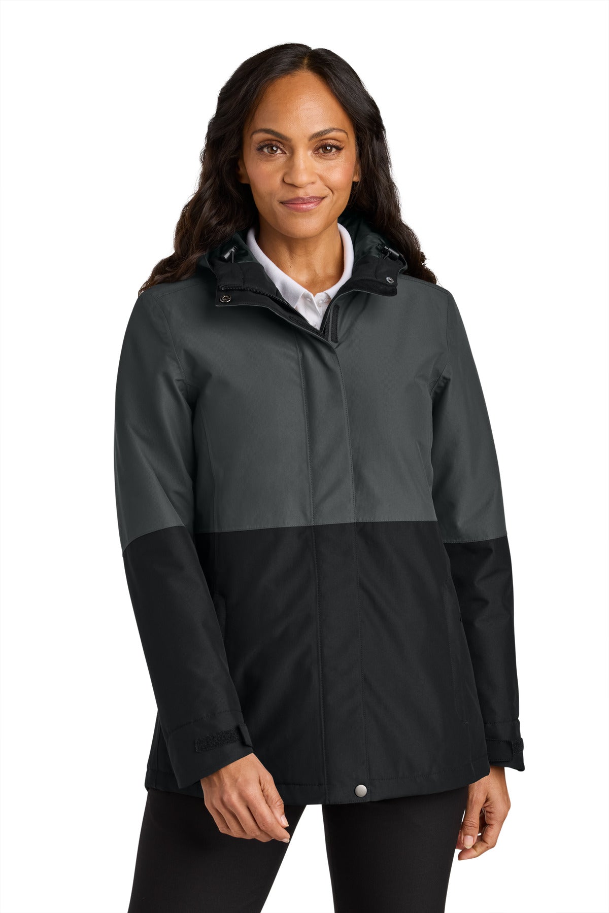 Custom Grey Steel/ Deep Black Women's Insulated Heavy Ripstop Jacket L721, personalized by SanCanDo Swag in Argyle, TX